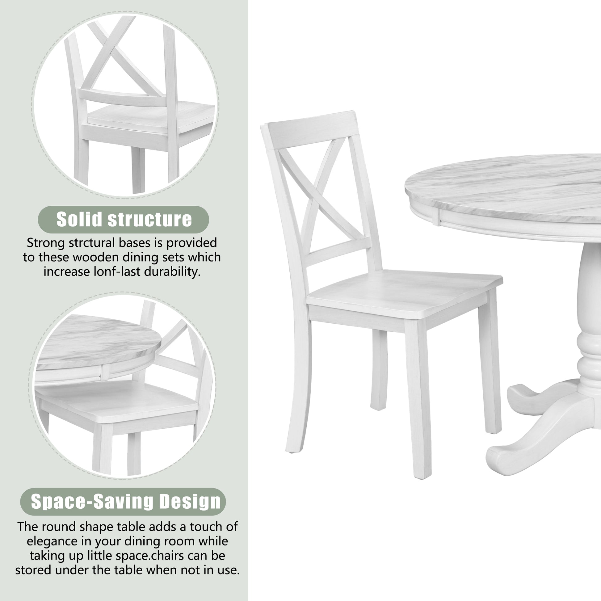 White wooden dining chair with crisscross backrest and comfortable seat