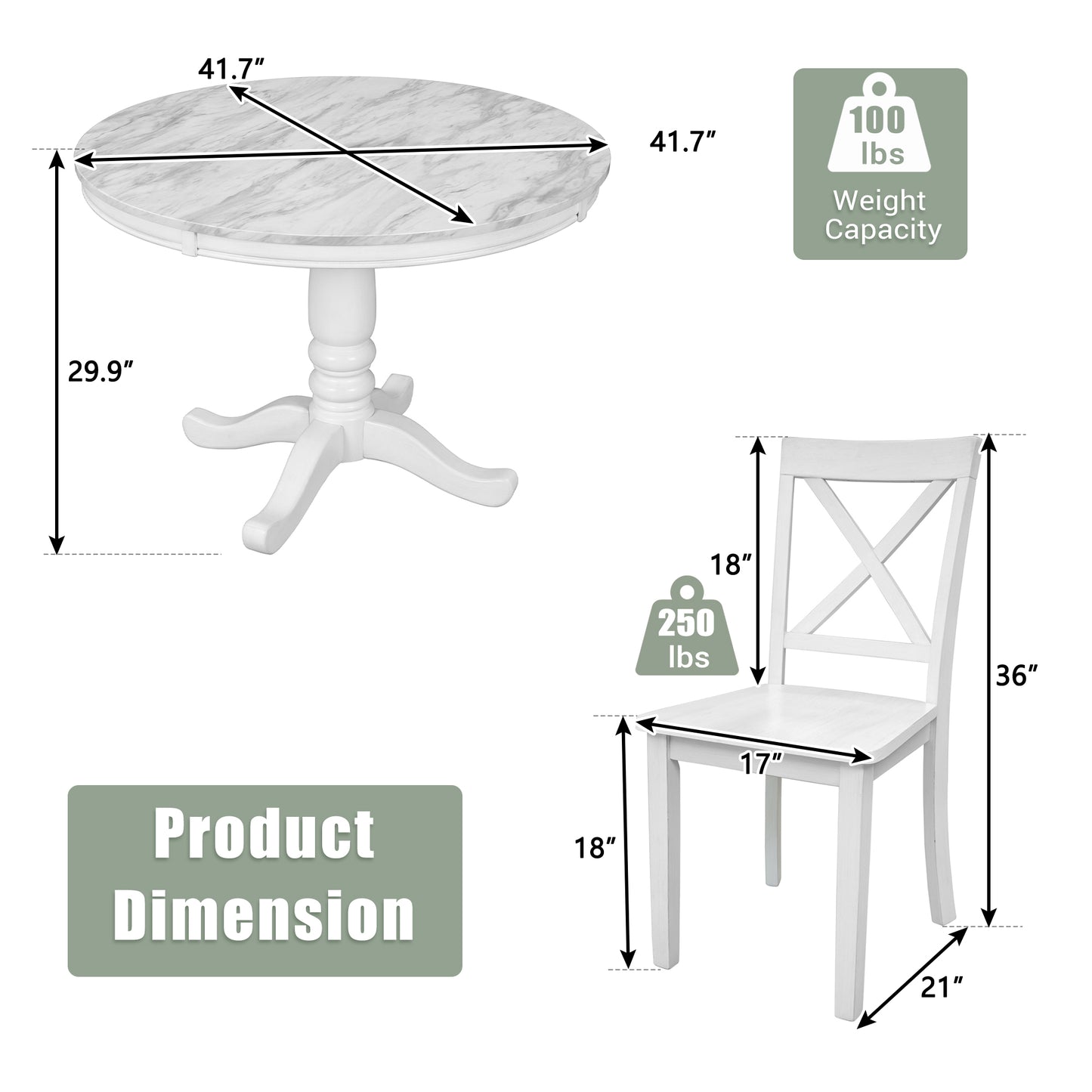 White round marble dining table with pedestal base  diameter  height