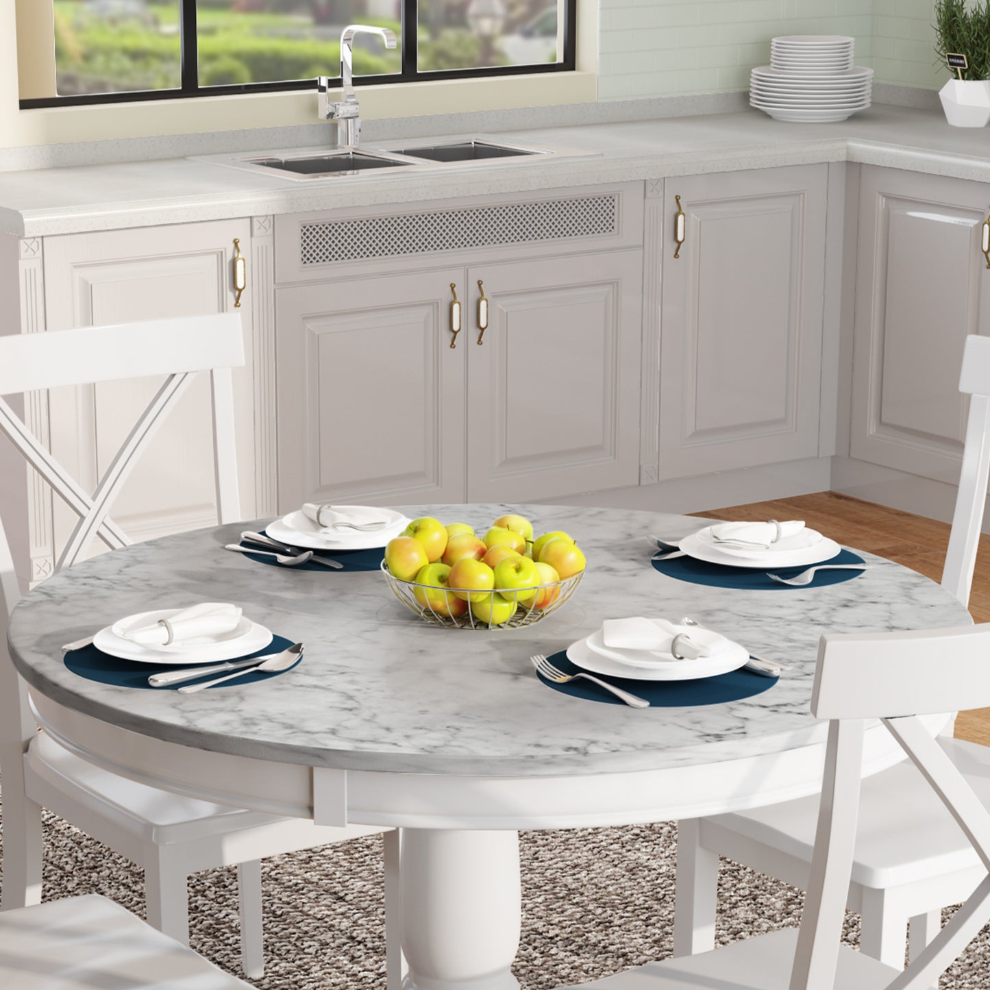 White xback dining chair with plush seat