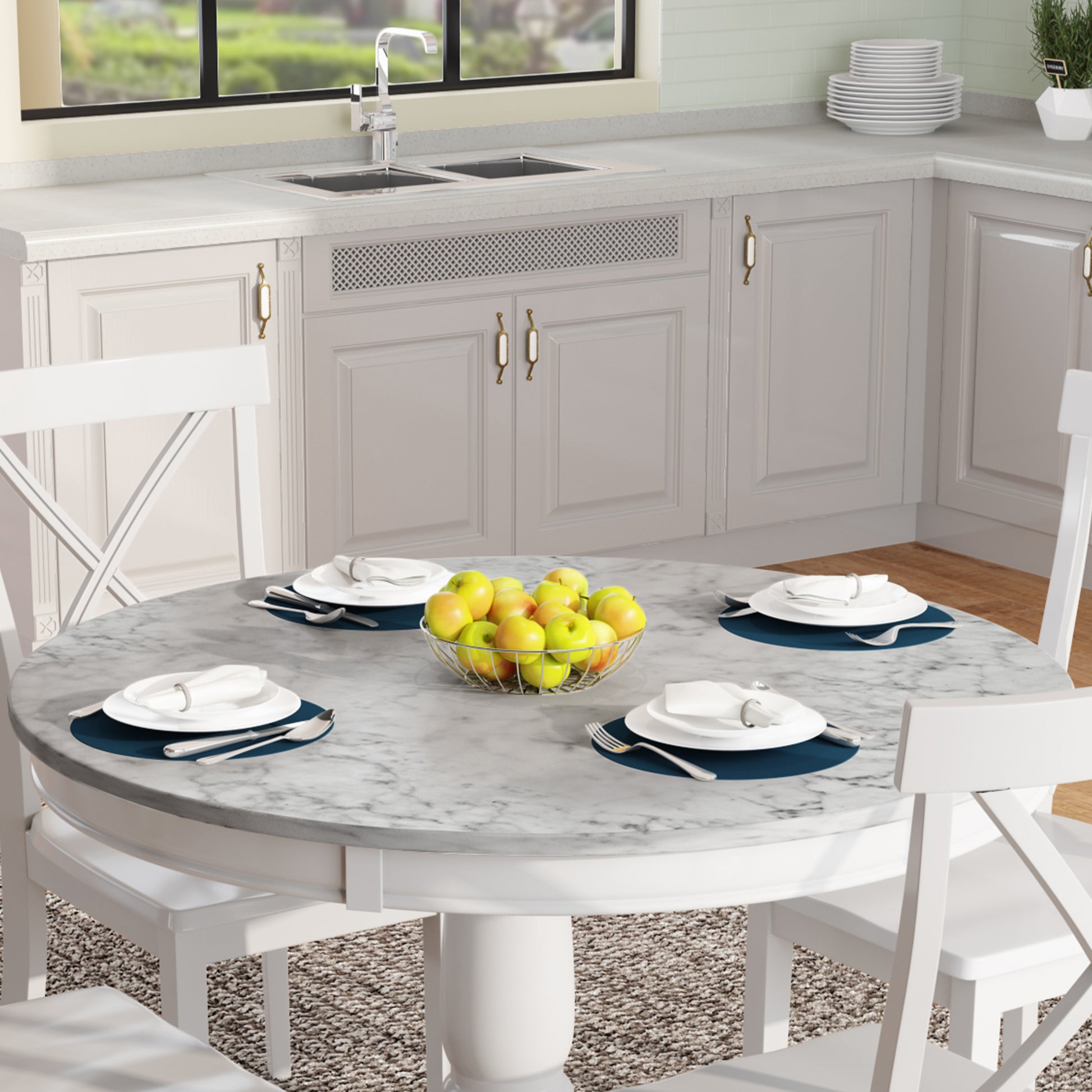 White xback dining chair with plush seat