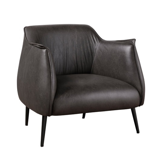 Modern charcoal grey faux leather armchair with tapered legs