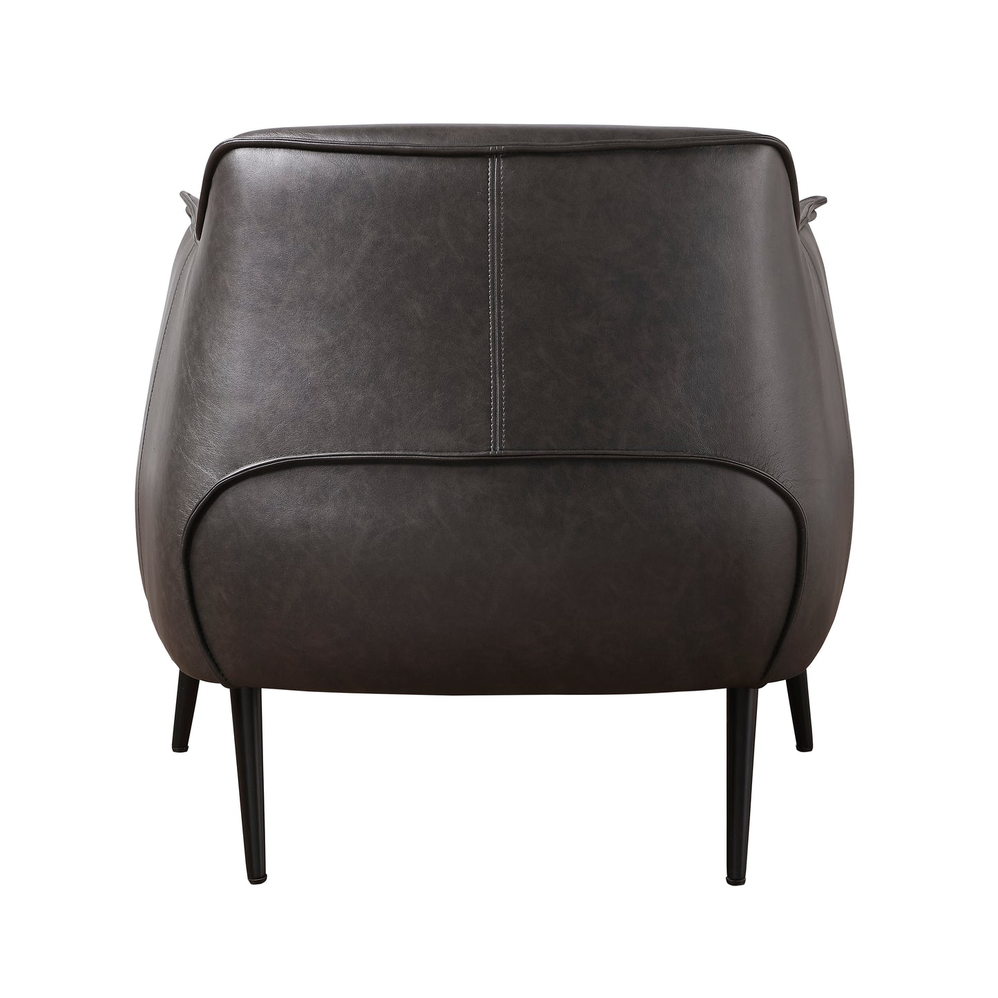 Dark brown faux leather accent chair with sleek black legs perfect for modern living rooms