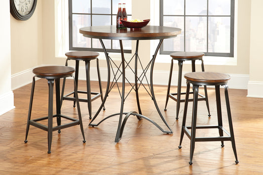 TREATLIFE HOME 5 Piece Counter Height Dining Set with Birch Veneer and Stylish Stools, Dark Brown Finish