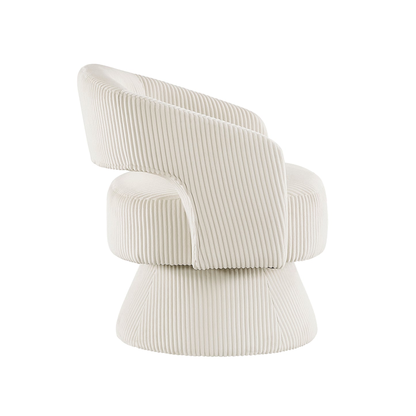 Textured cream armchair with curved back and plush fabric upholstery