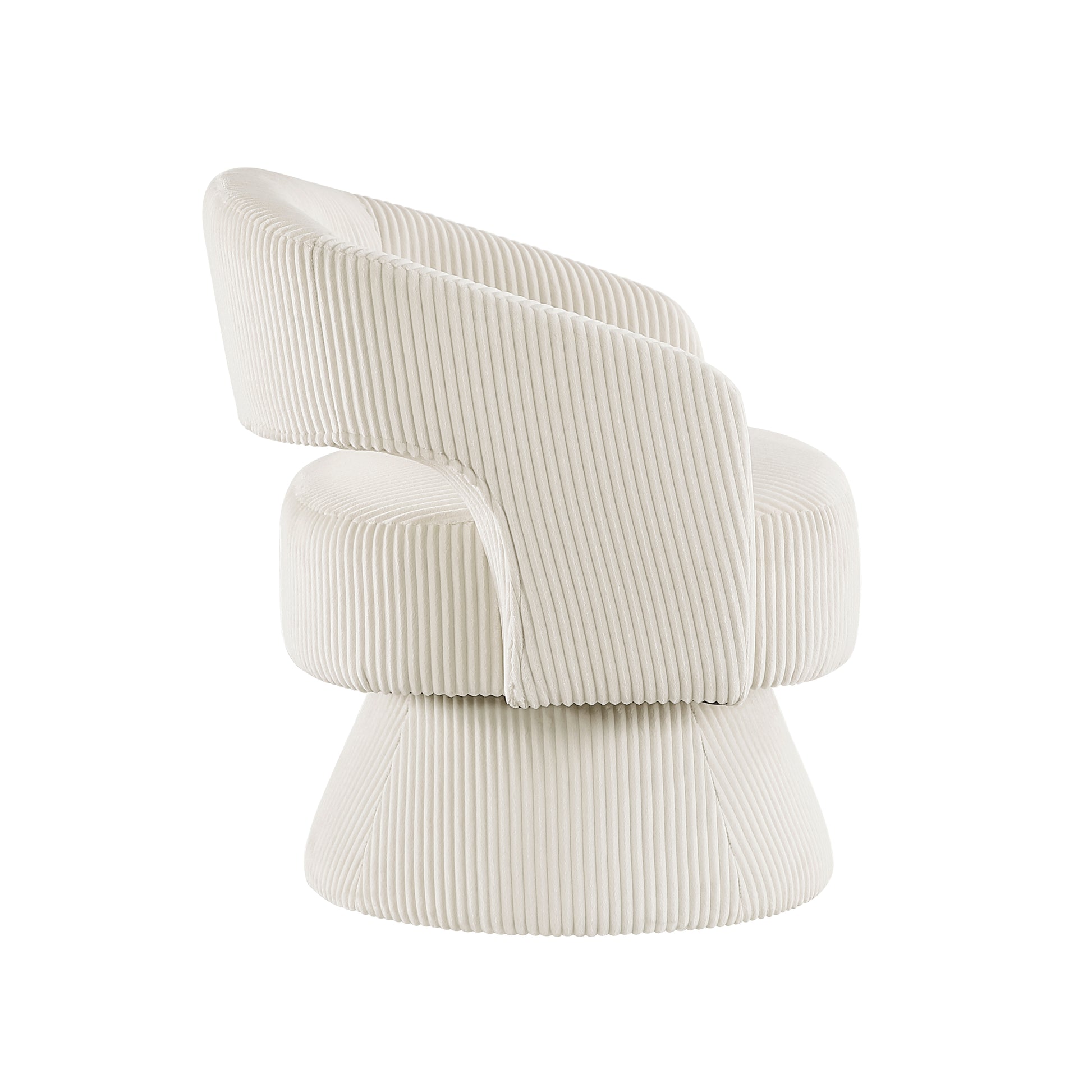 Textured cream armchair with curved back and plush fabric upholstery