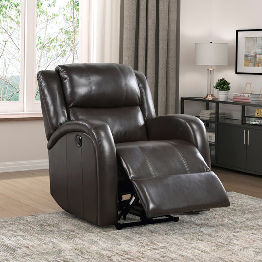 TREATLIFE HOME Modern Power Reclining Chair with Plush Seating, Faux Leather Upholstery, Solid Wood Frame, Brown
