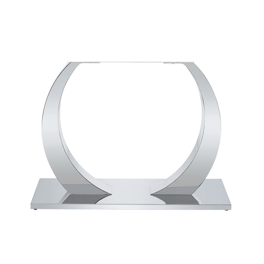 Modern chrome table base with curved legs and rectangular stand for dining