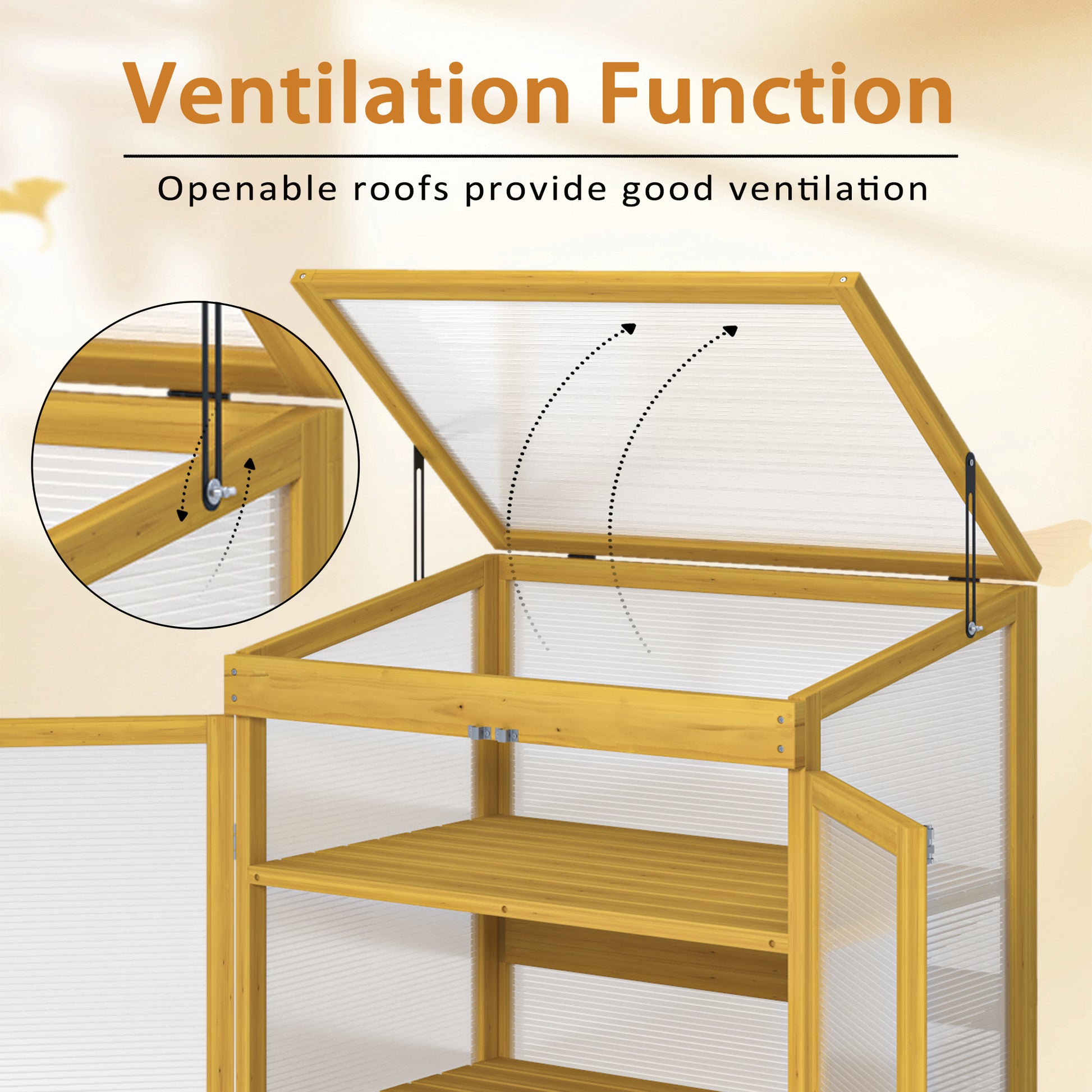 Wooden cold frame with openable roof for optimal plant ventilation