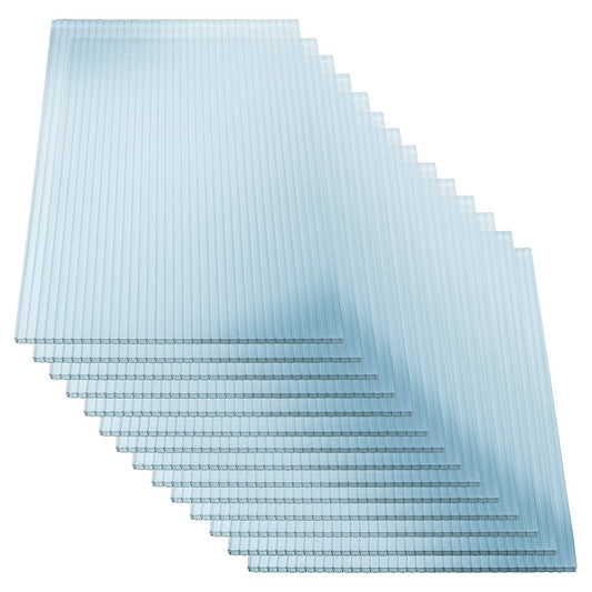 Set of  clear polycarbonate twin wall sheets for roofing and construction