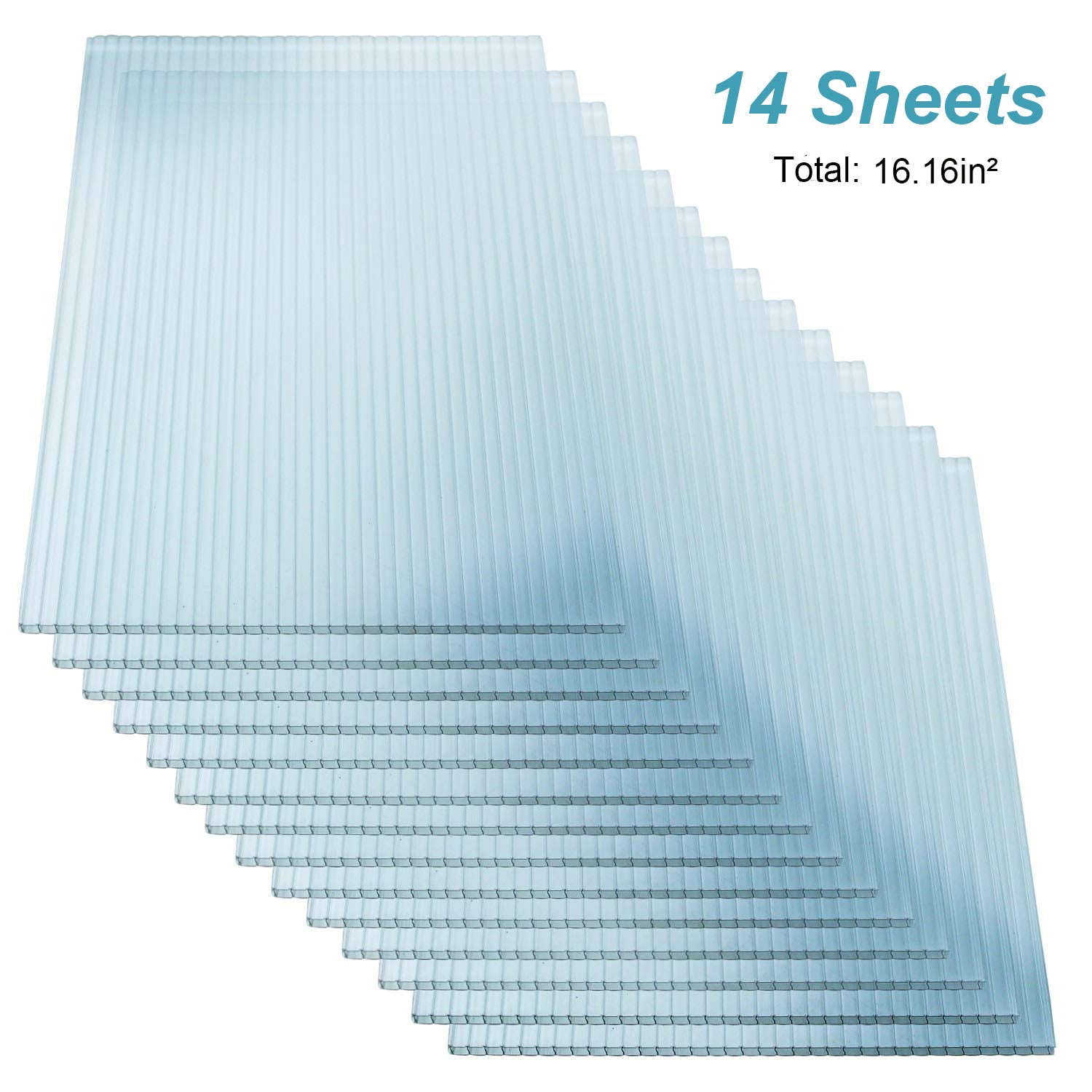 Stack of  transparent corrugated polycarbonate sheets for roofing and construction