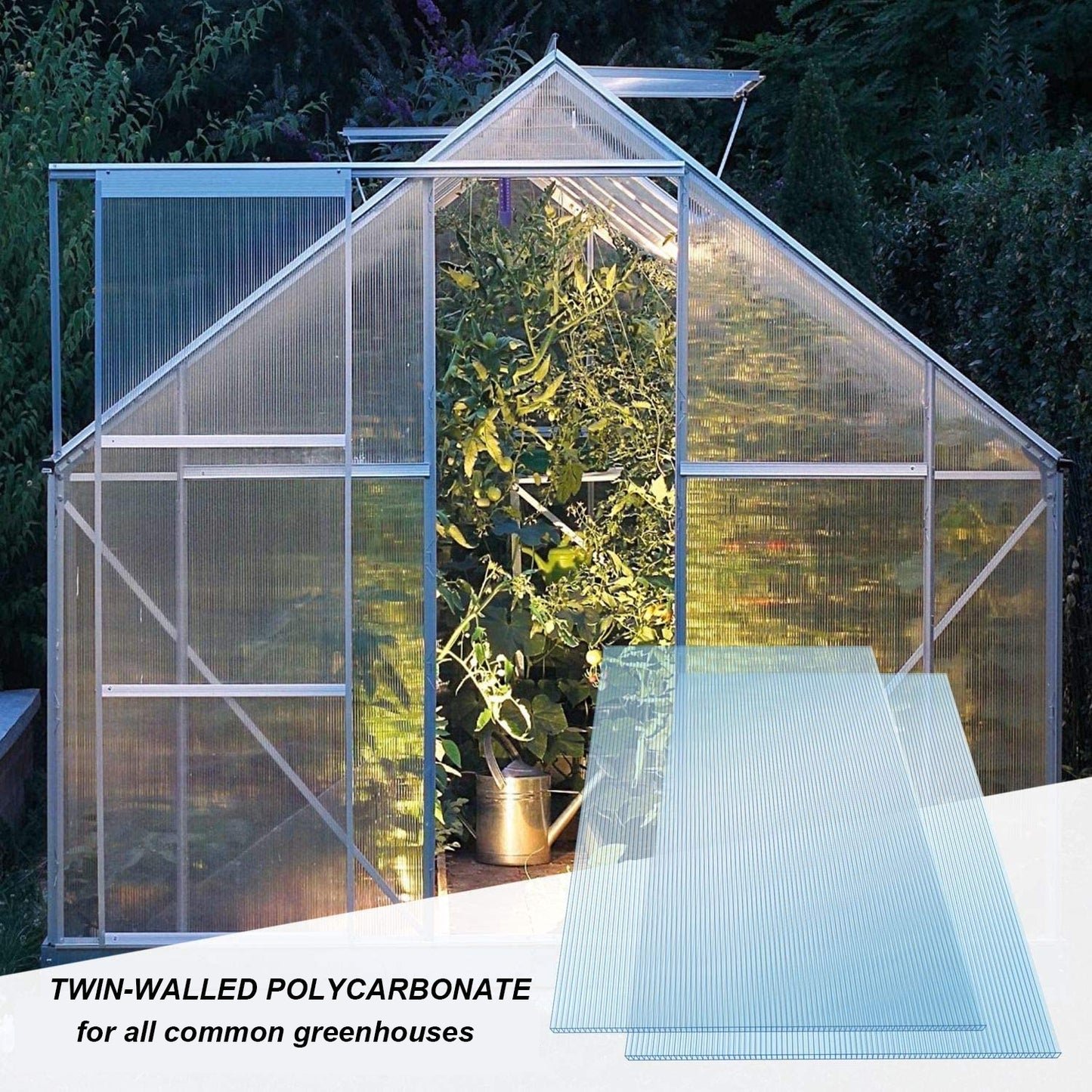 Twinwalled polycarbonate panels for greenhouse construction