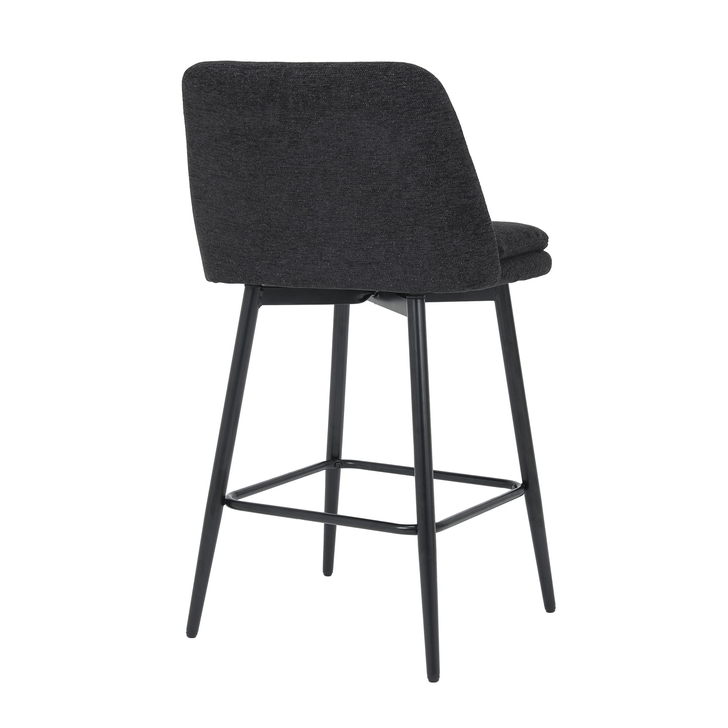 Dark gray fabric bar stool with black metal legs modern design for kitchen counters