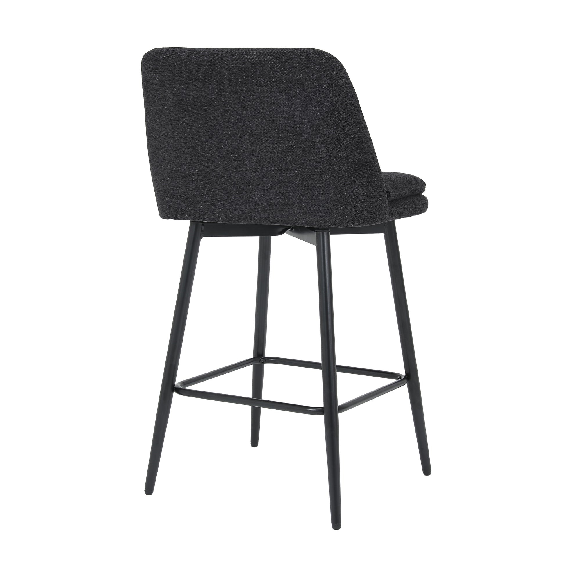 Dark gray fabric bar stool with black metal legs modern design for kitchen counters
