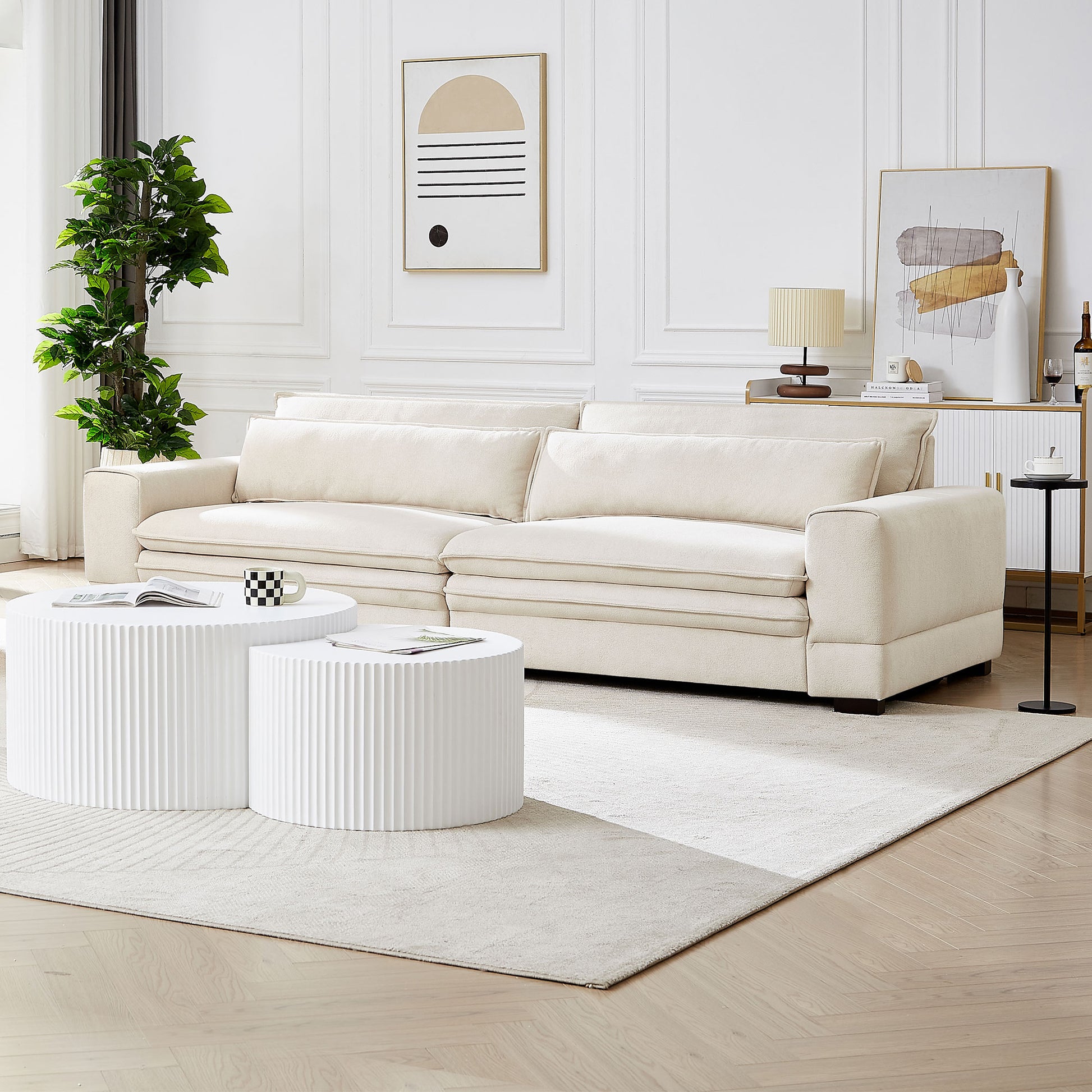 Plush cream sectional sofa with deep cushions perfect for modern living rooms