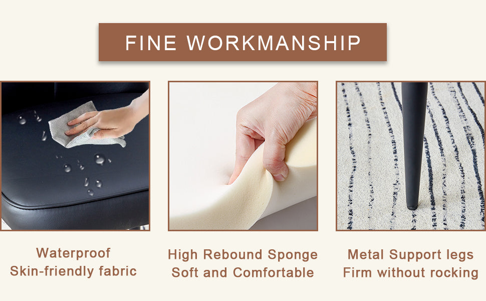 Black waterproof skinfriendly fabric being wiped with a cloth ideal for furniture