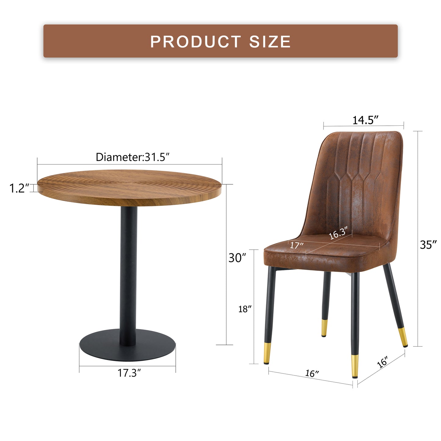 Round wood tabletop bistro table with black metal pedestal base  inch diameter