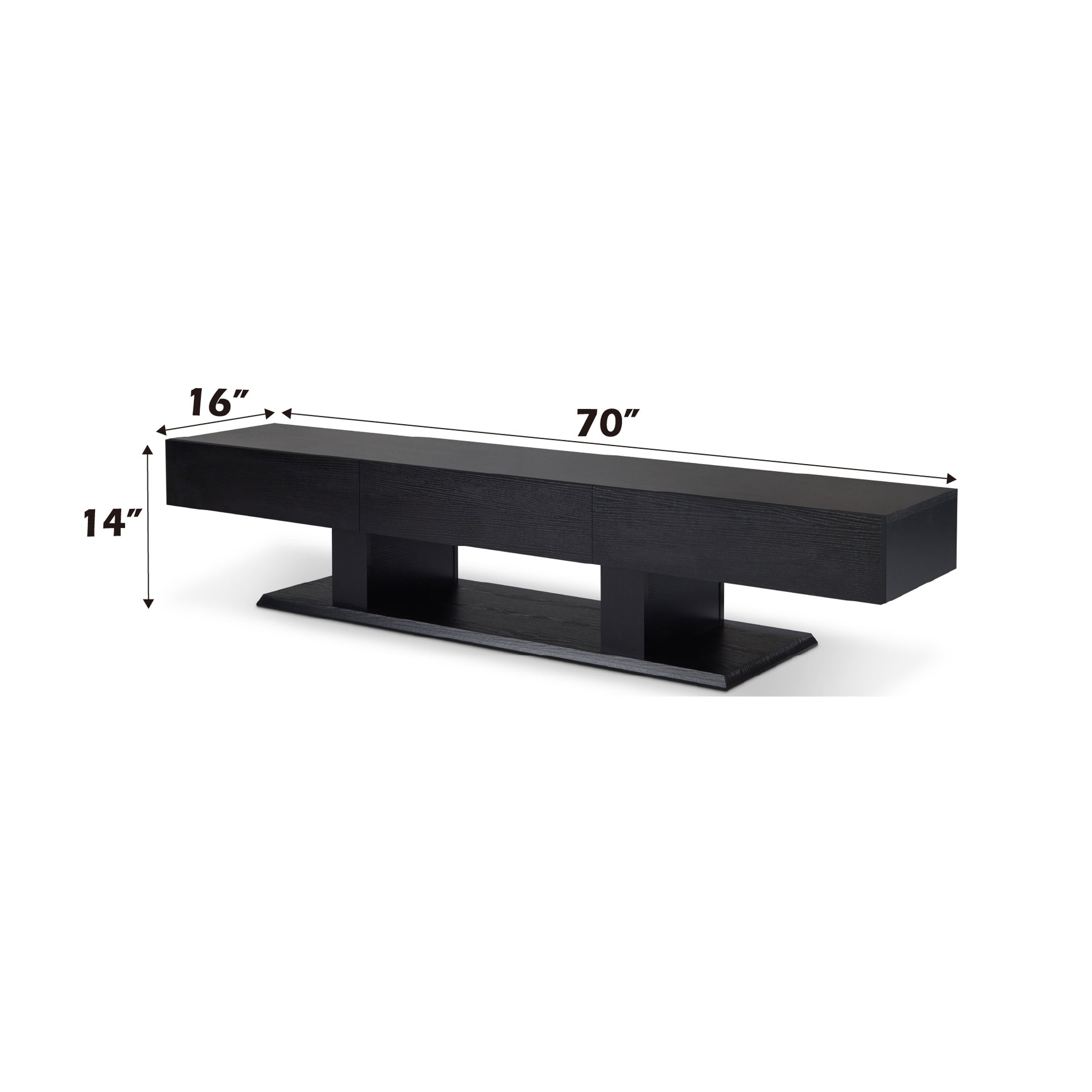 Black inch modern low profile TV stand with drawer fronts