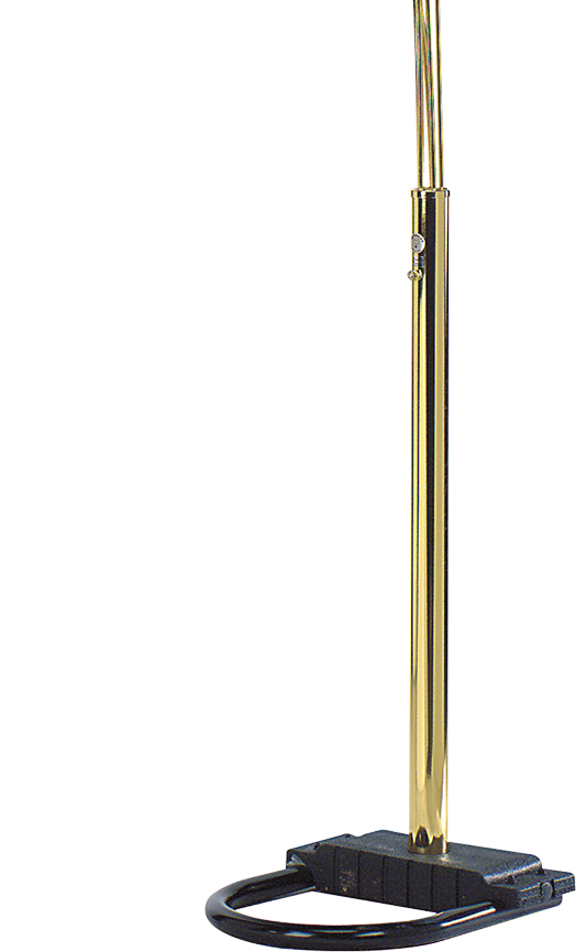 Adjustable brass microphone stand with black base