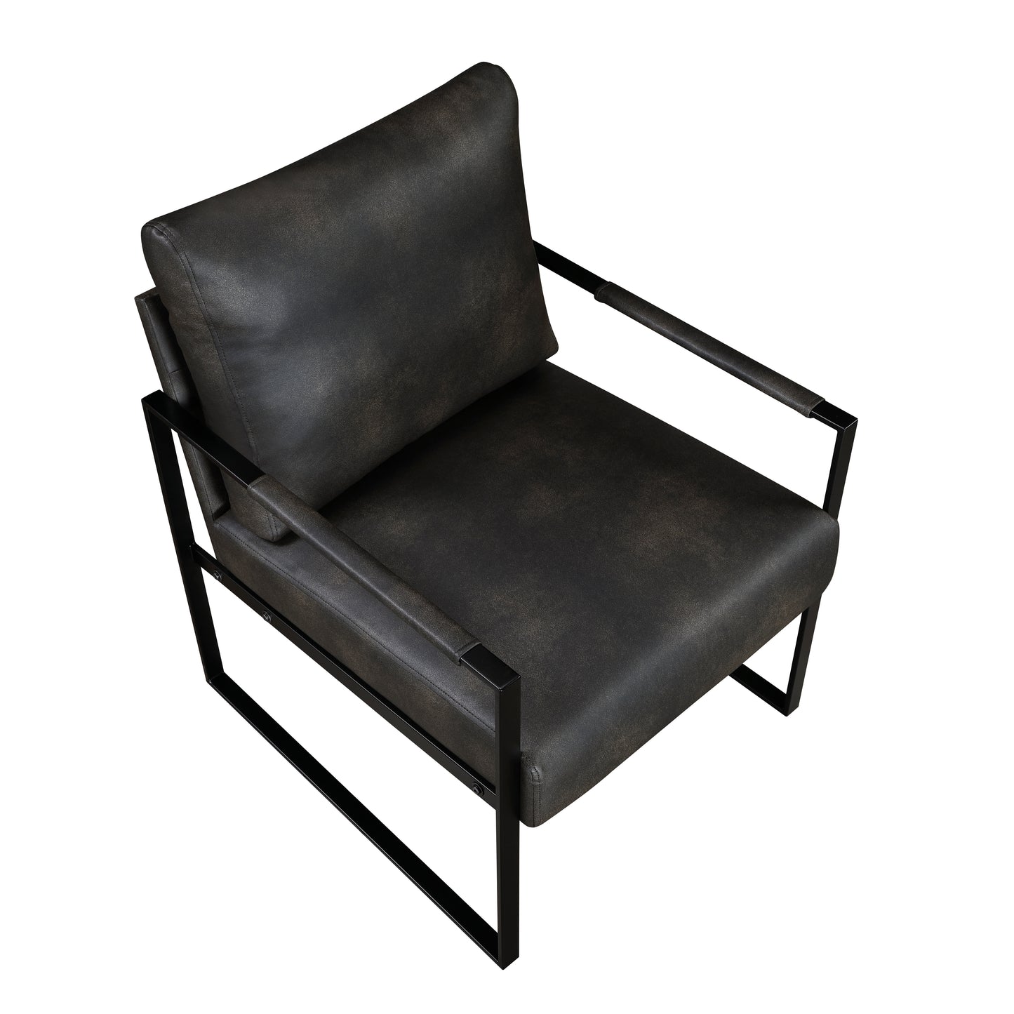Modern black leather armchair with metal frame for contemporary living rooms