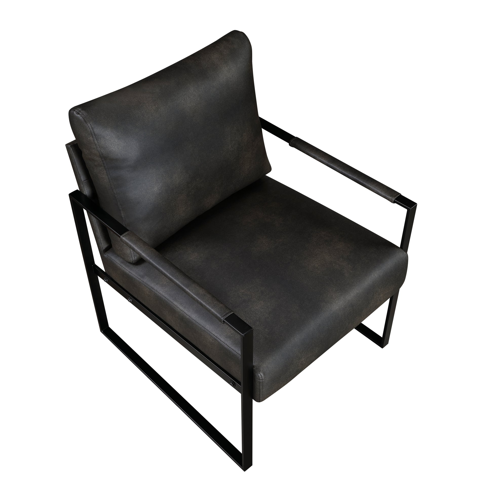 Modern black leather armchair with metal frame for contemporary living rooms