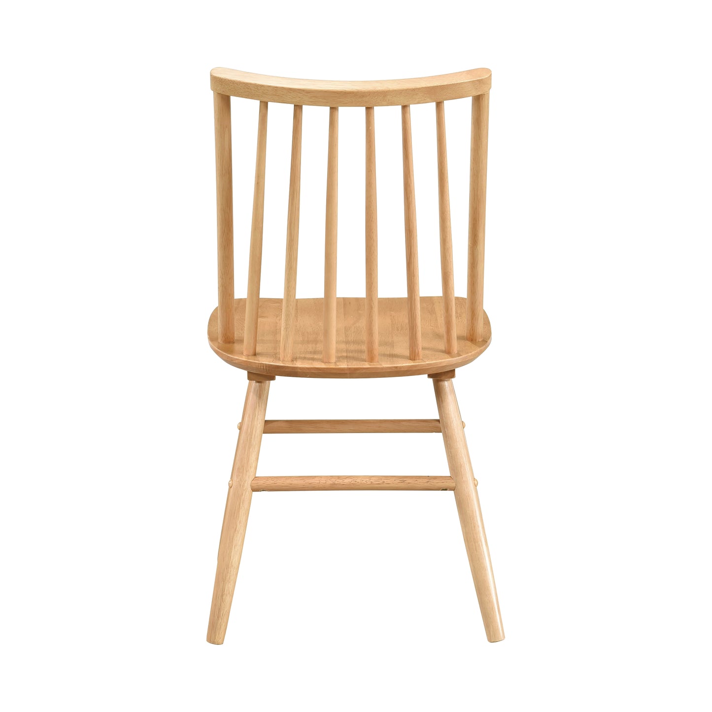 Natural wood spindle back dining chair with curved seat