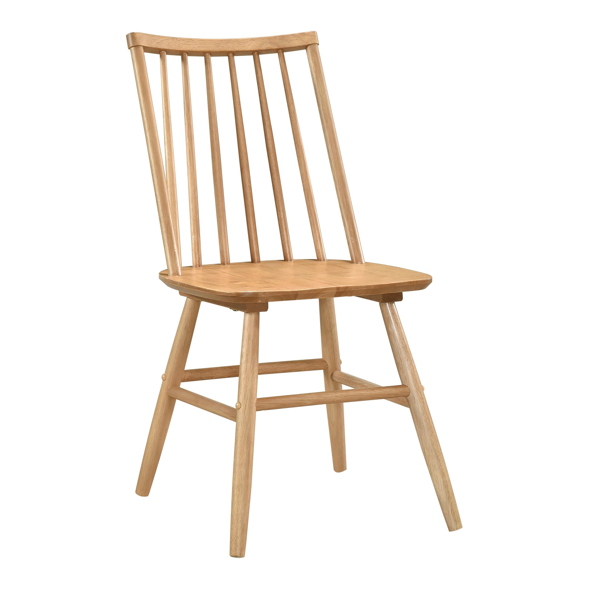 Light wood Windsor chair with spindle back and curved seat