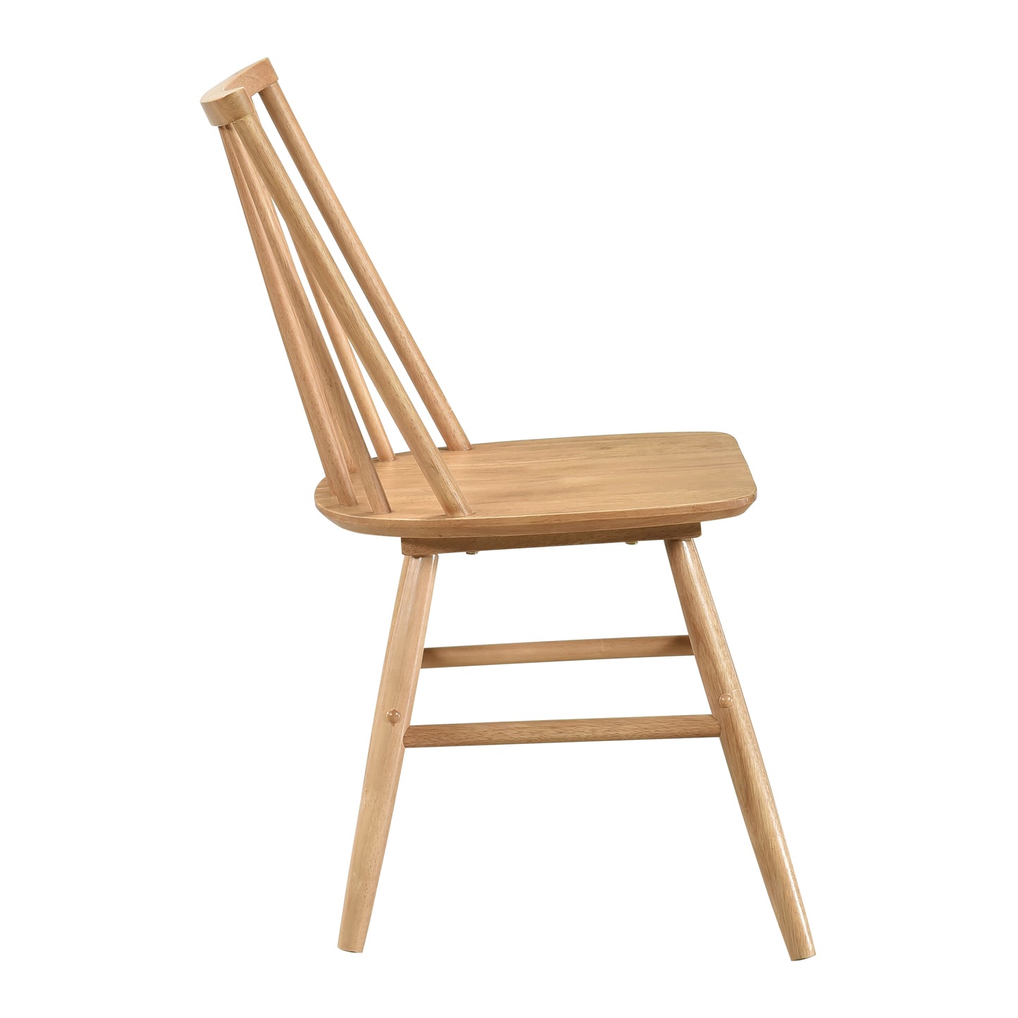 Light wood spindle back dining chair with natural grain ideal for a modern kitchen