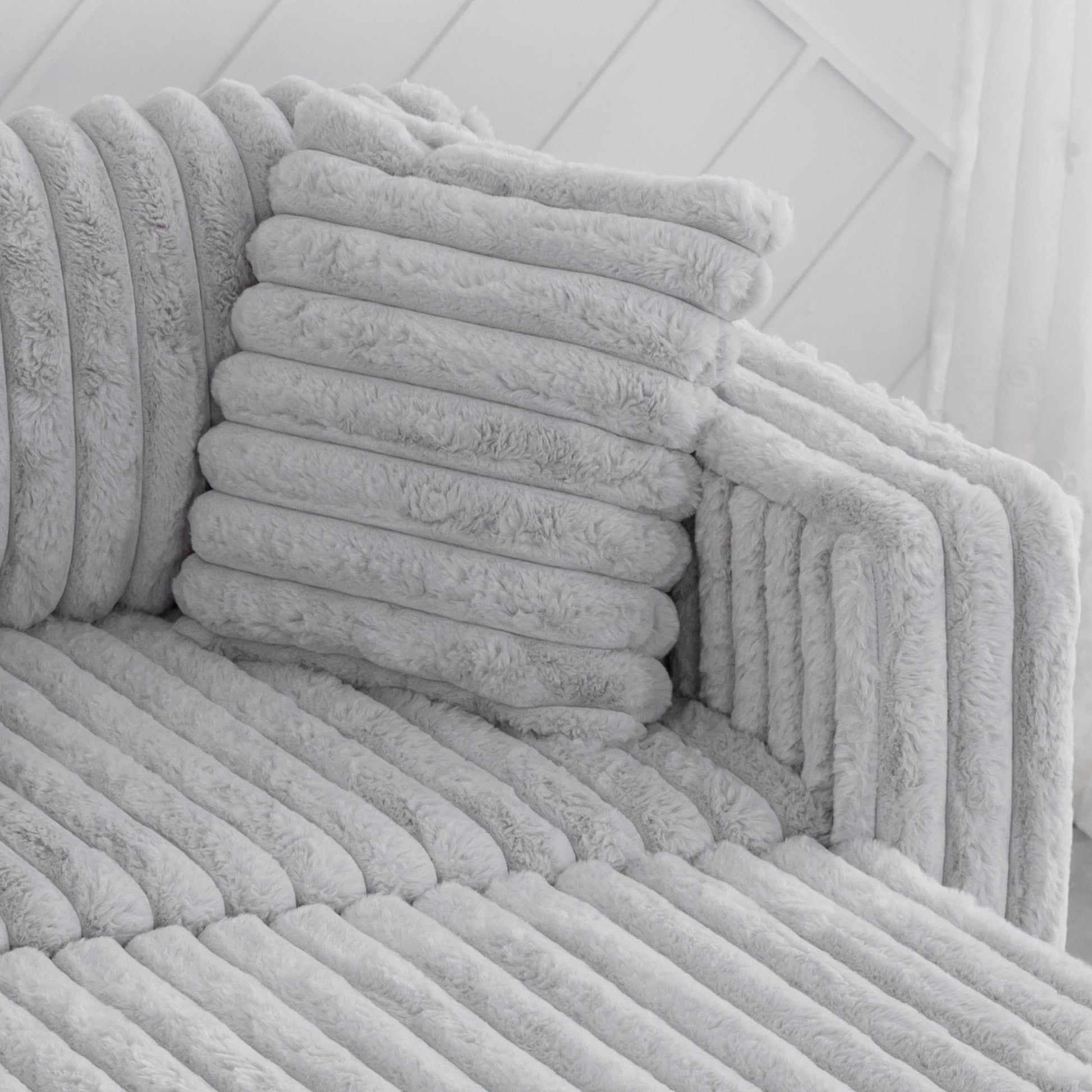 Light gray plush corduroy sofa soft texture for ultimate comfort