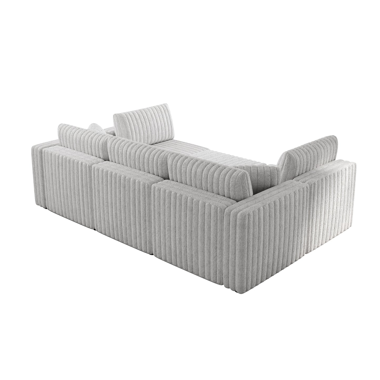 Light grey corduroy sectional sofa with plush cushions perfect for modern living rooms