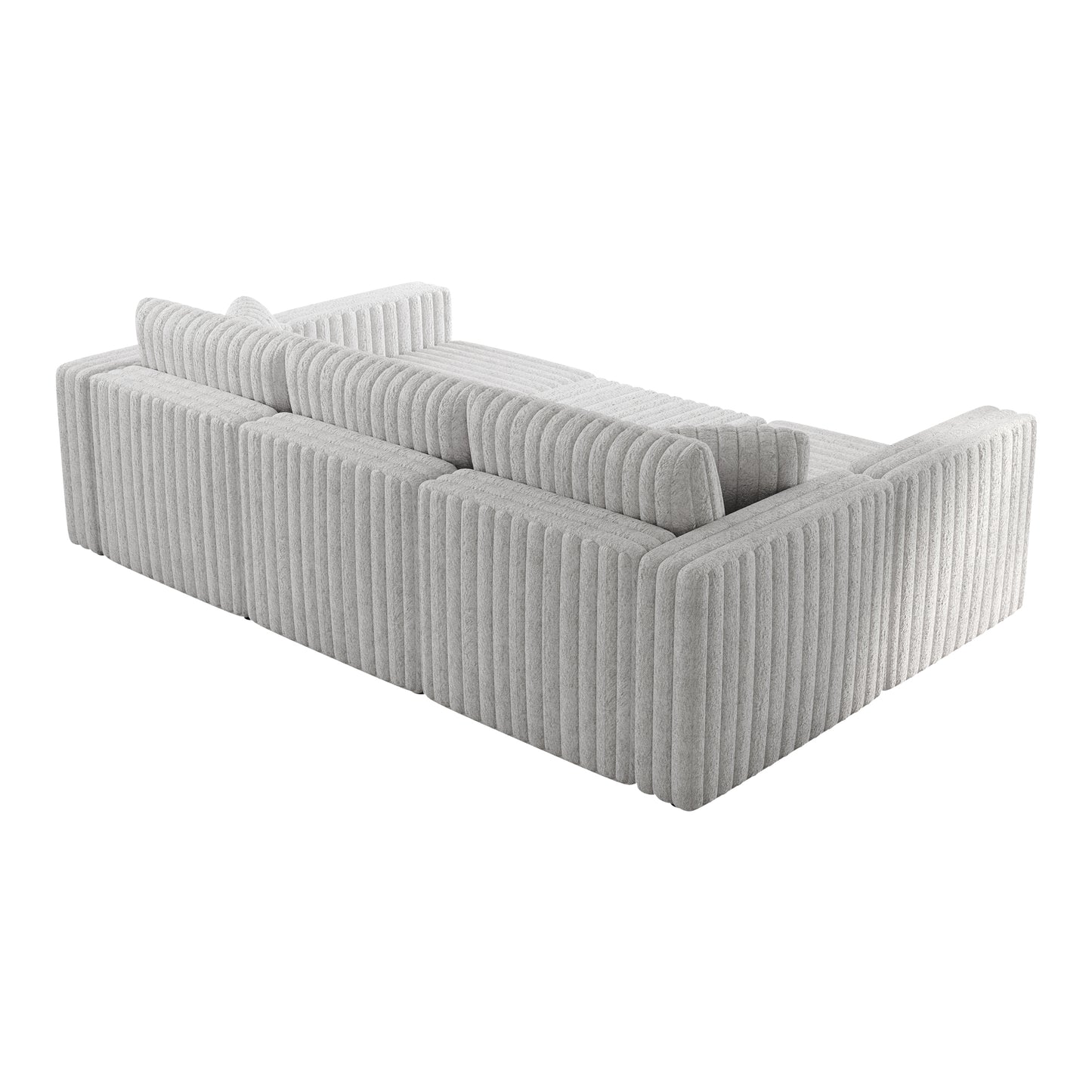 Textured light grey sectional sofa with plush cushions modern living room furniture