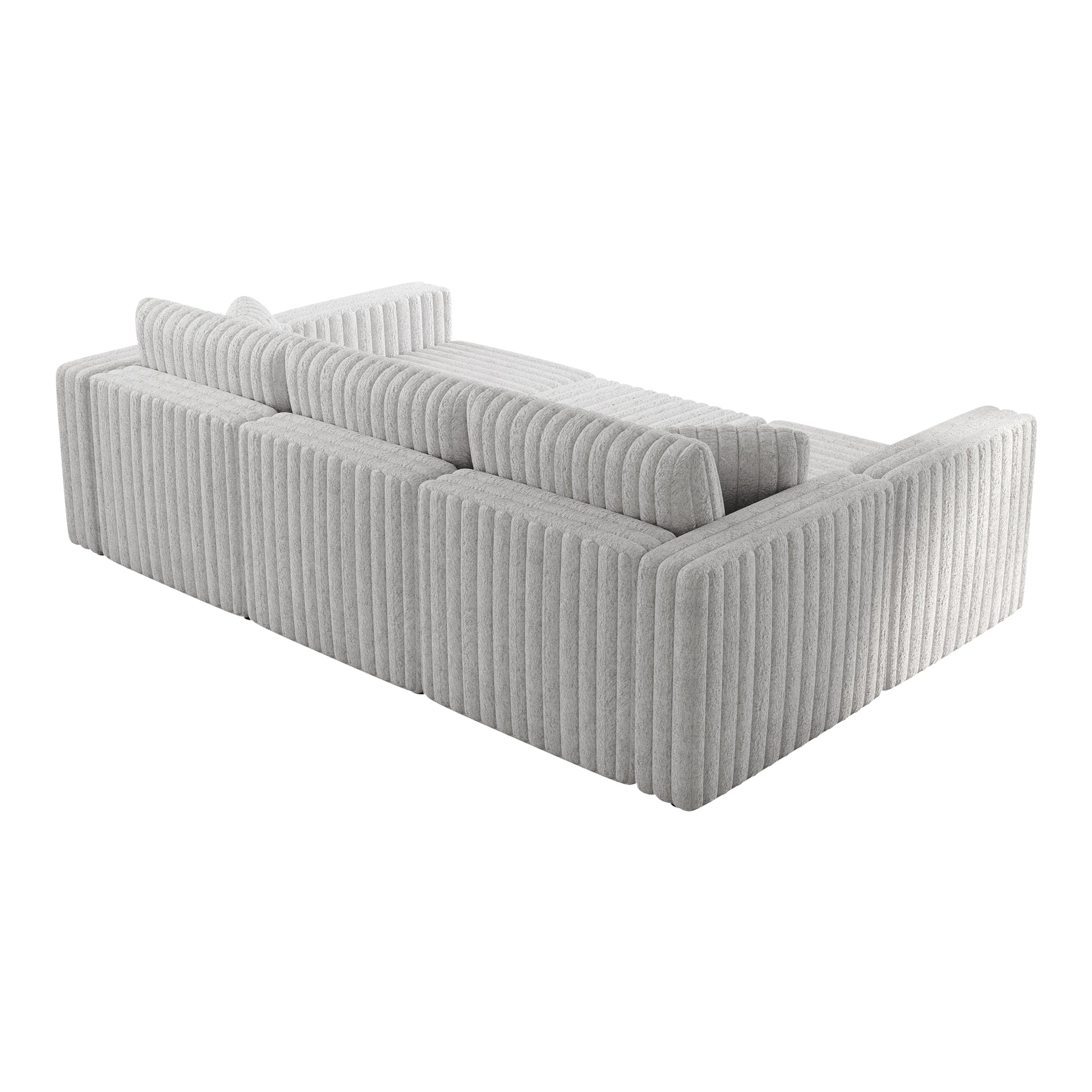 Textured light grey sectional sofa with plush cushions modern living room furniture