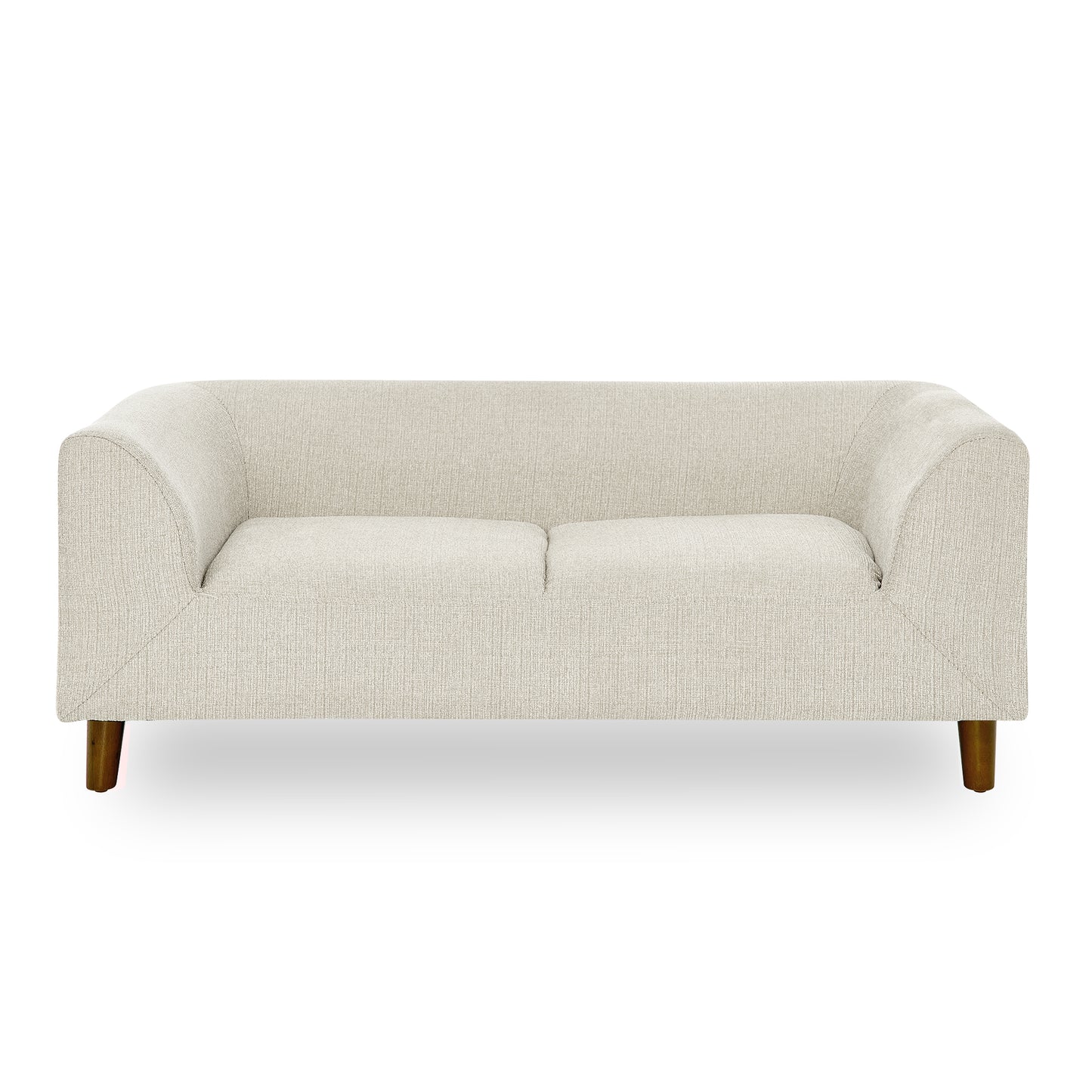 Textured cream fabric seater sofa with tapered wooden legs