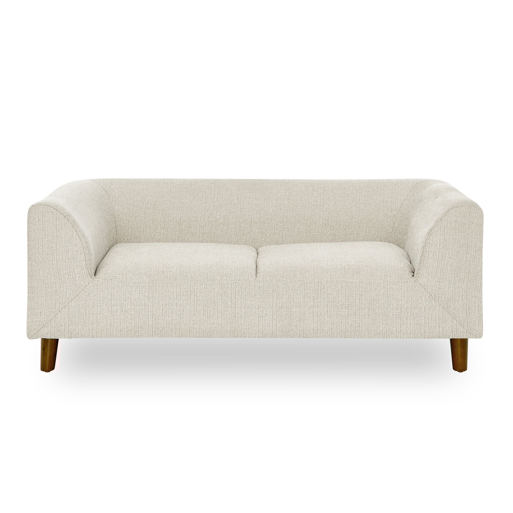 Textured cream fabric seater sofa with tapered wooden legs