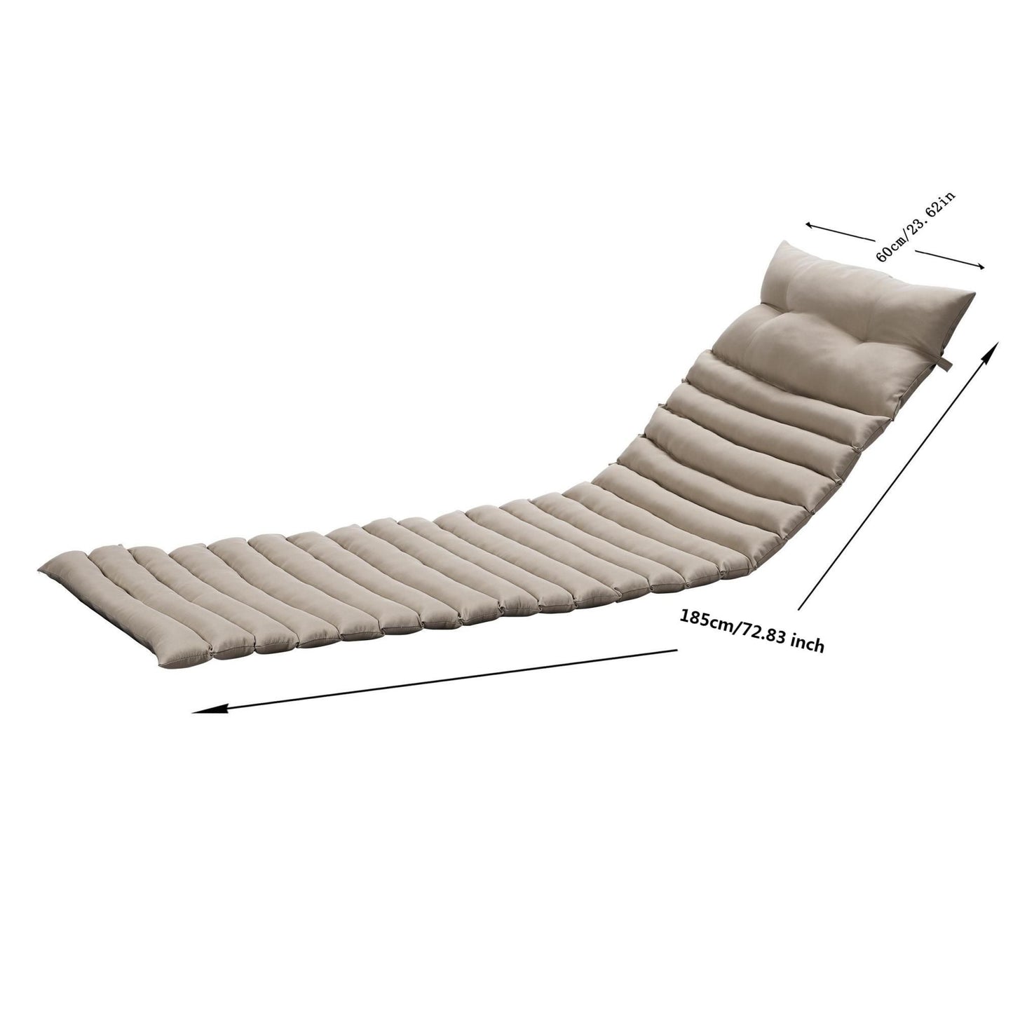 Beige tufted floor cushion long segmented design cm length
