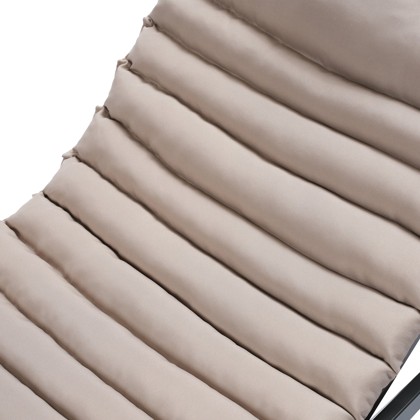 Textured beige fabric on a modern lounge chair with channel quilting