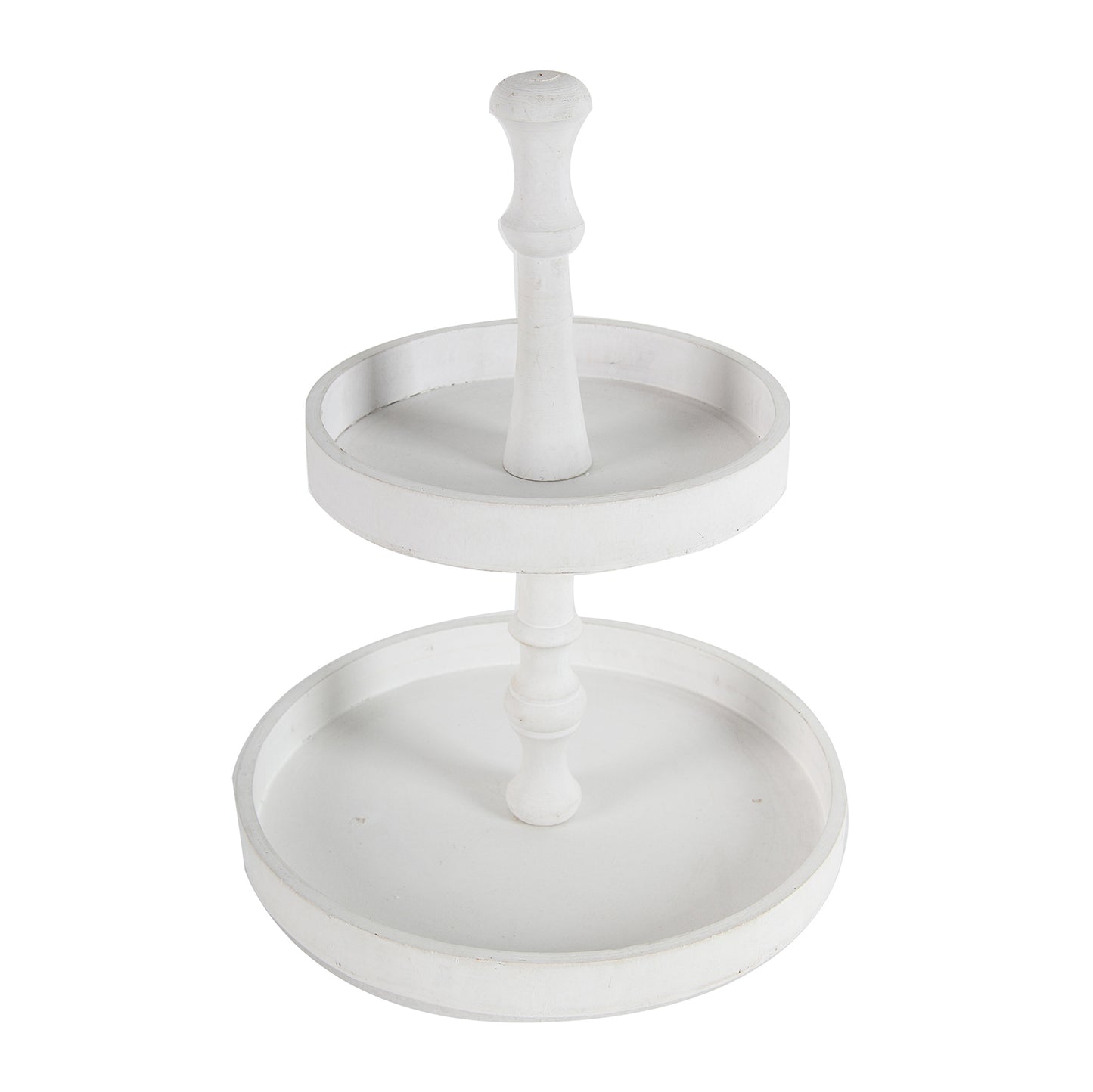White twotier wooden farmhouse serving tray for desserts