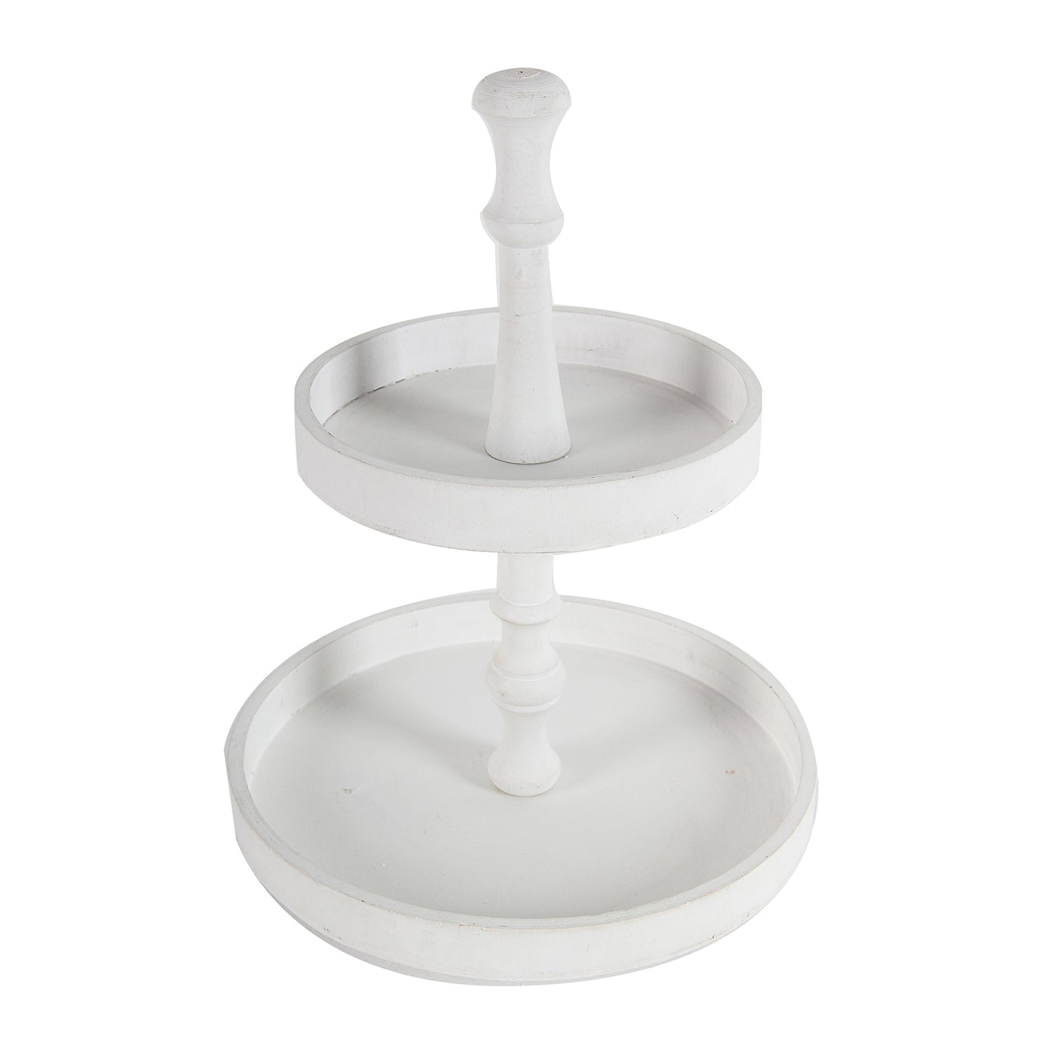 White twotier wooden farmhouse serving tray for desserts