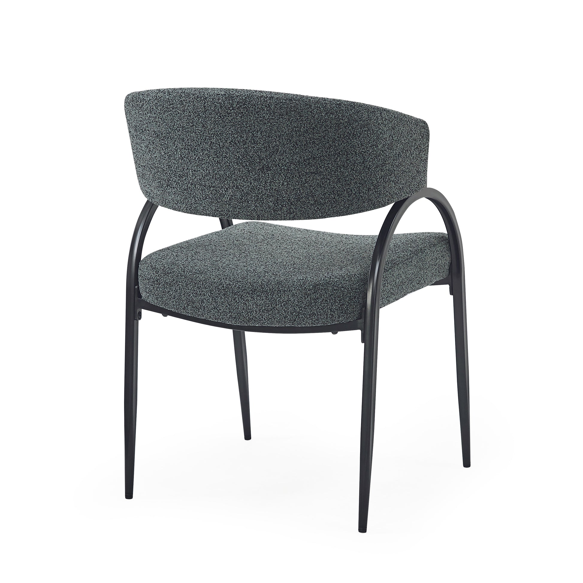 Modern grey fabric accent chair with black metal legs perfect for any living room