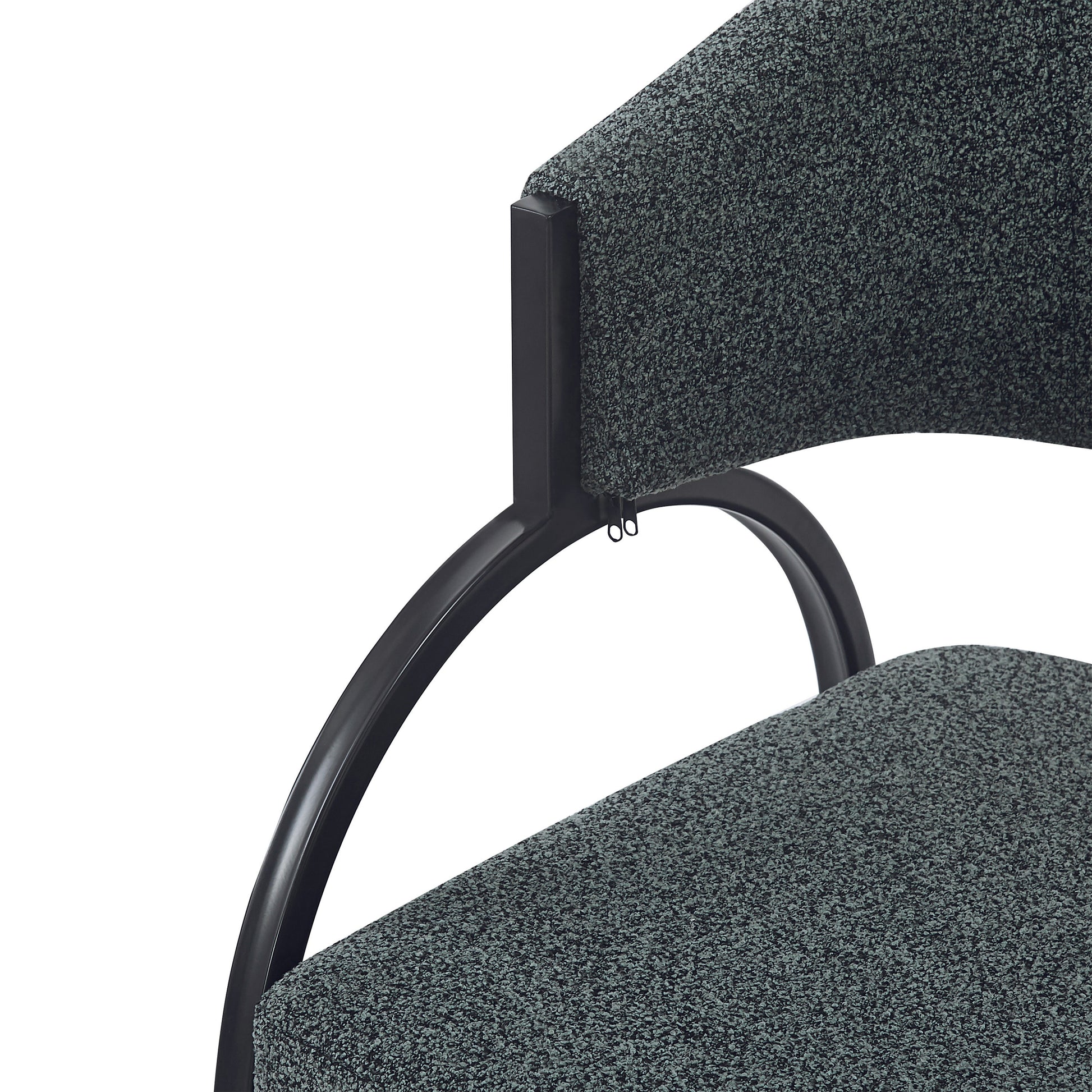 Textured dark gray fabric on this office chairs seat and back