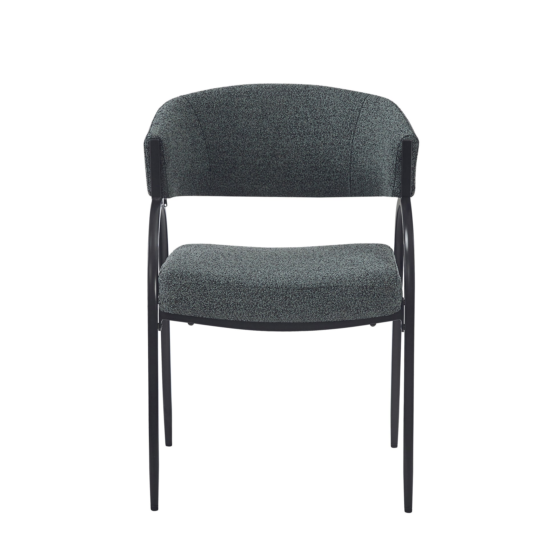 Contemporary gray fabric armchair with black metal legs ideal for modern offices