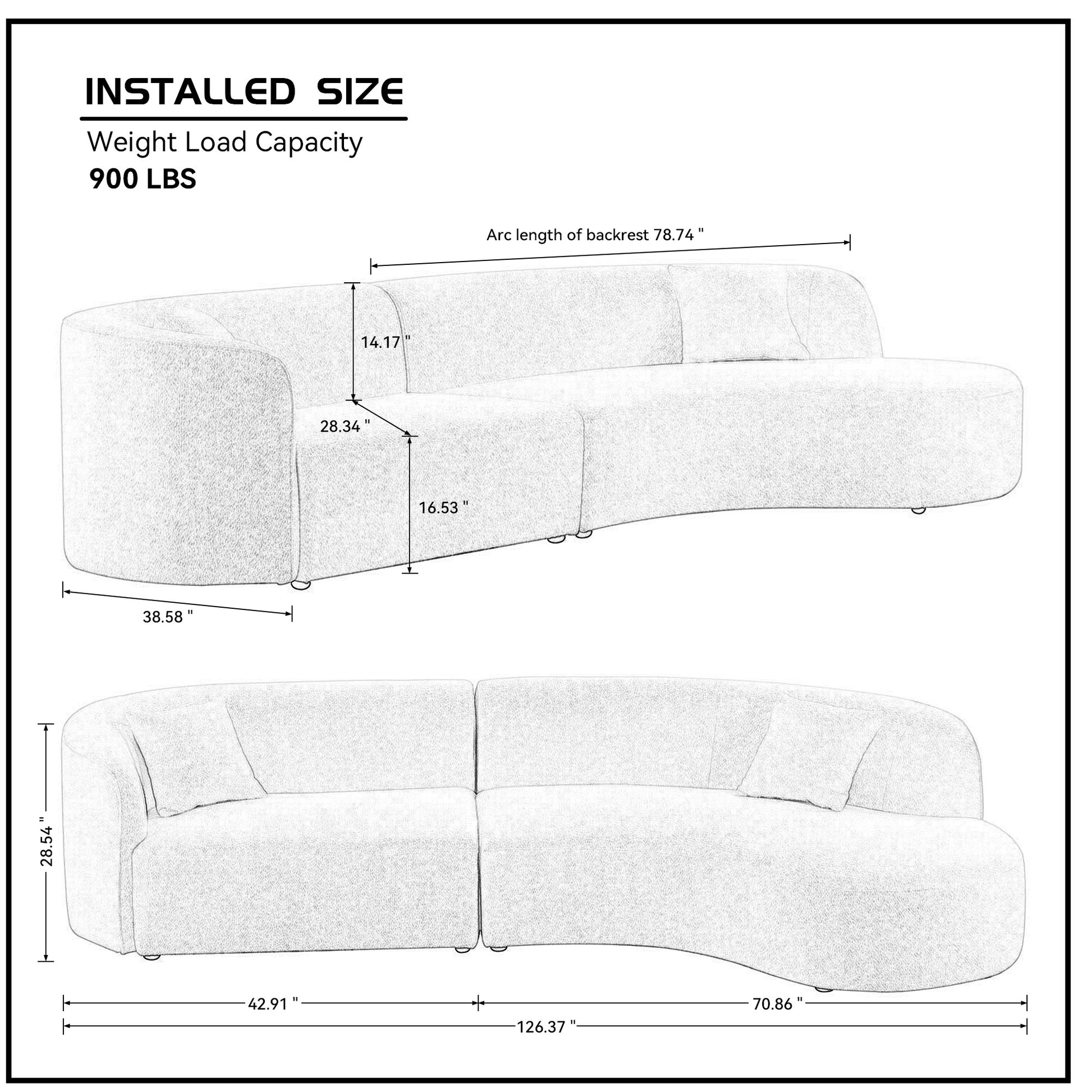 Sleek modern sectional sofa with curved design and textured fabric Perfect for contemporary living rooms