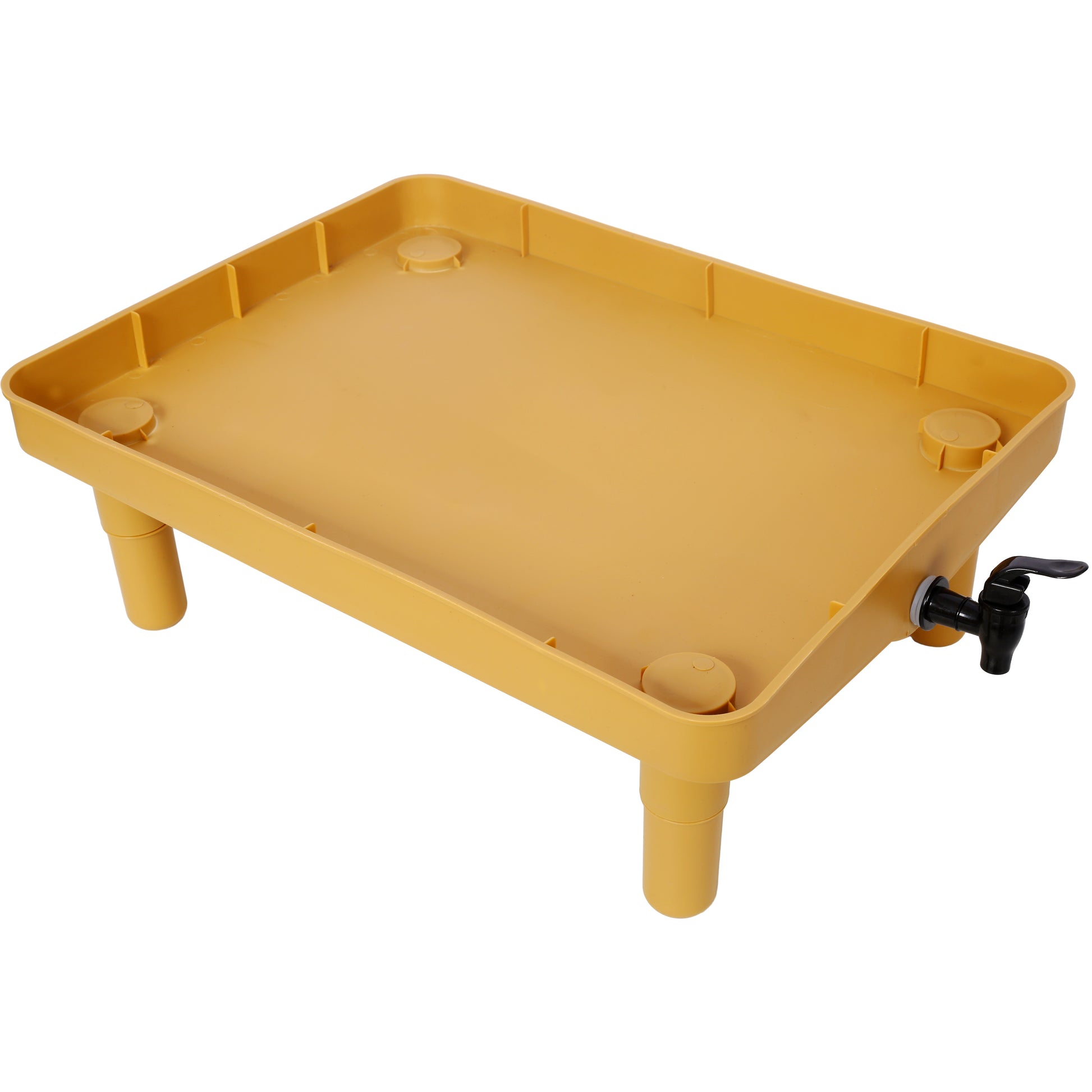 Yellow plastic beverage dispenser with black spigot for parties and events