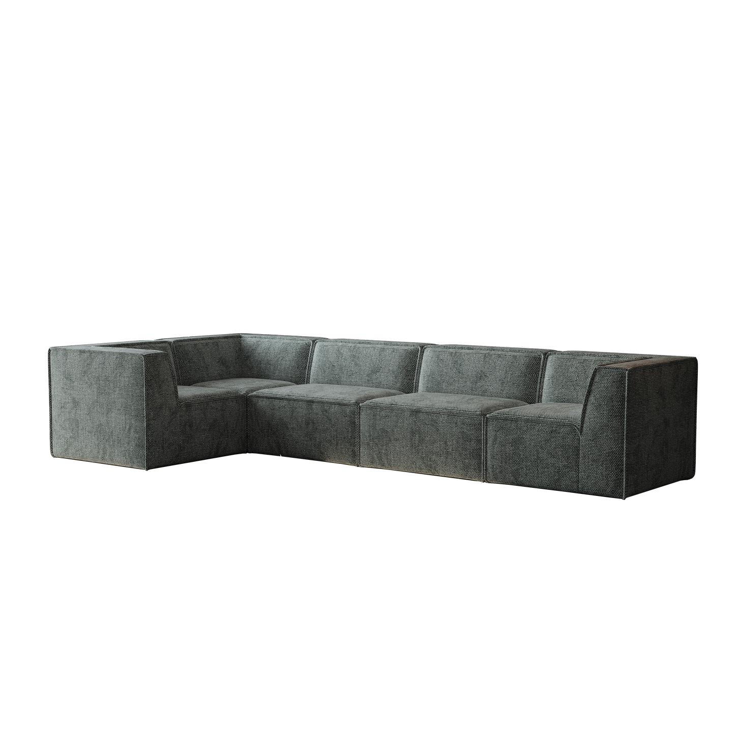 Modular charcoal grey fabric sectional sofa with clean lines