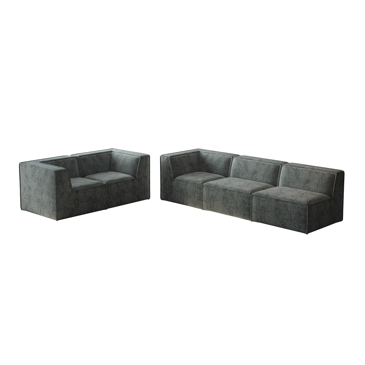 Modern grey sectional sofa with clean lines featuring a comfortable fabric upholstery for living room