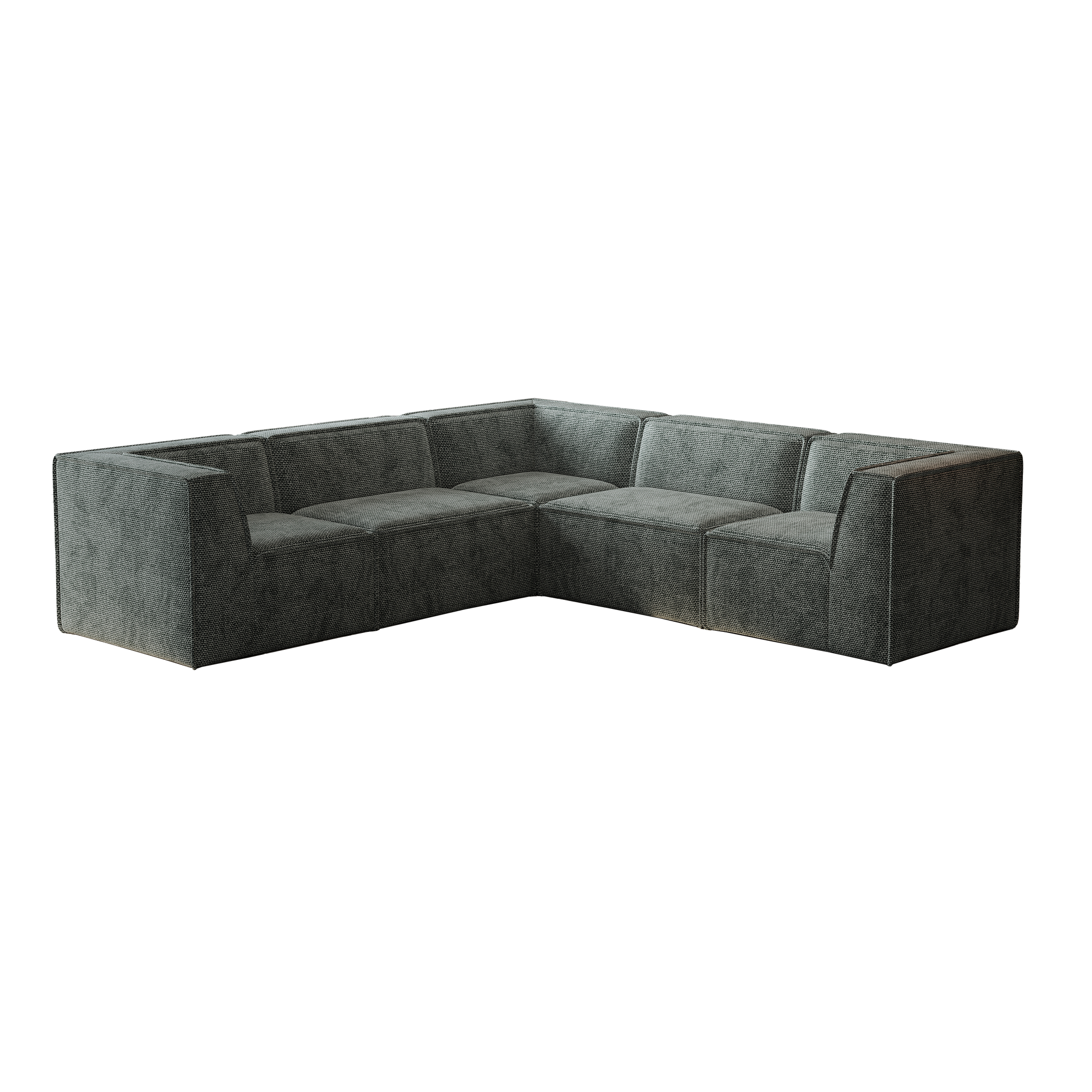 Dark gray sectional sofa with textured fabric and modern low profile for living rooms