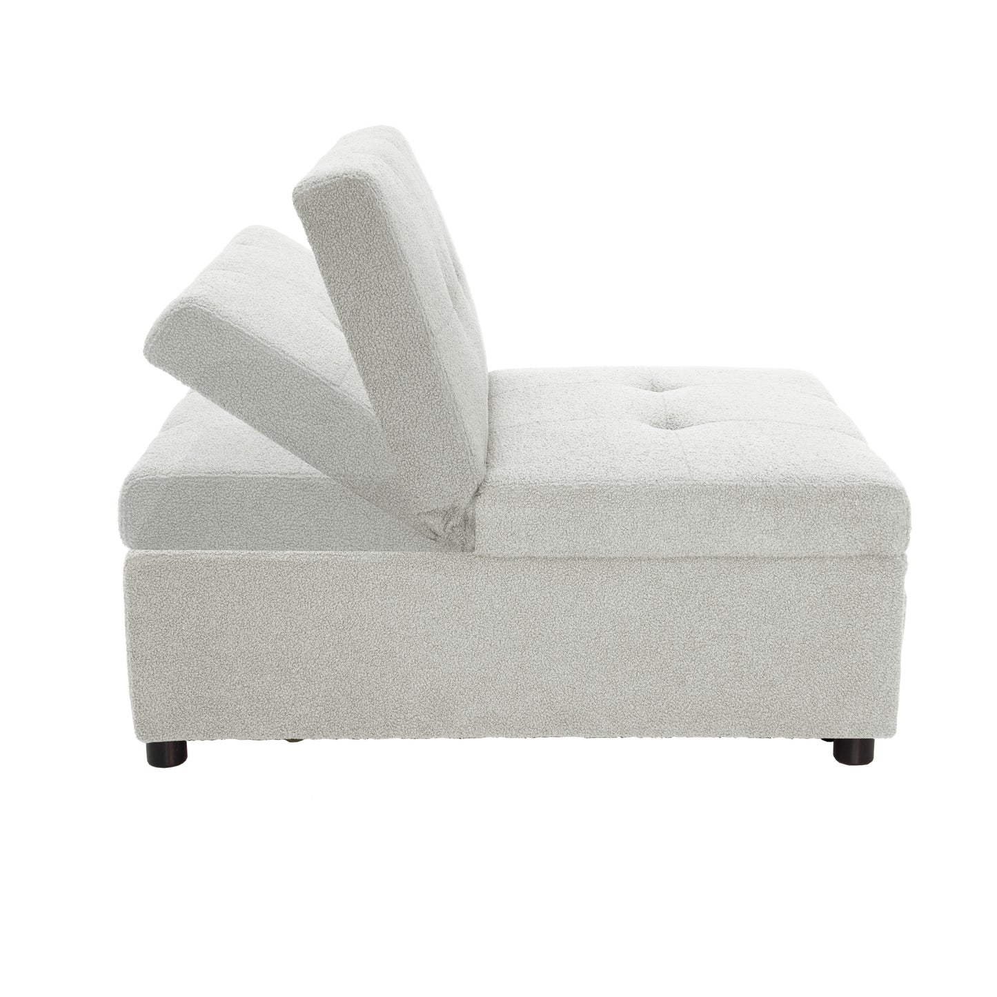 Cozy boucl fabric ottoman with hidden storage perfect for small living spaces