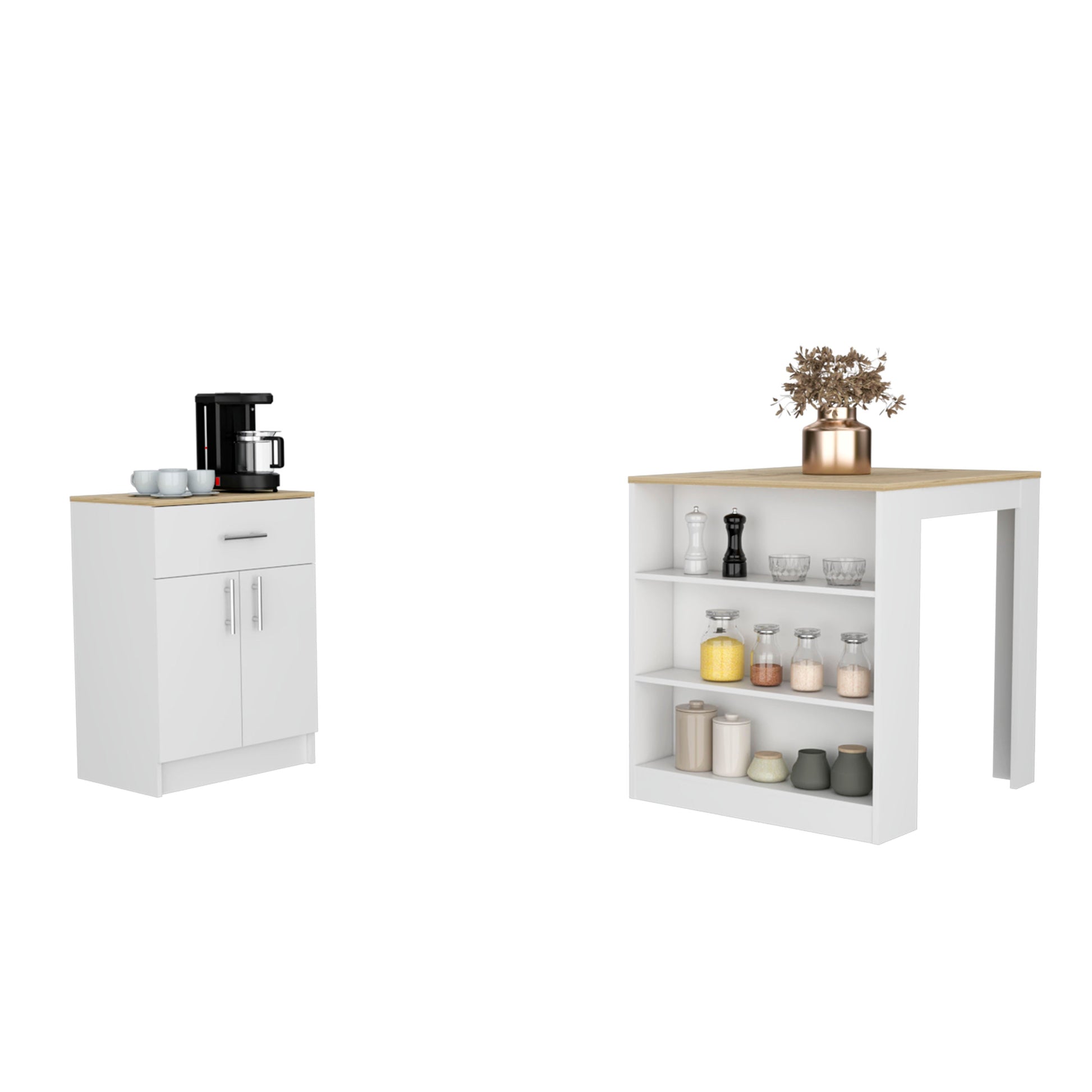 White kitchen cabinet with coffee maker and cups