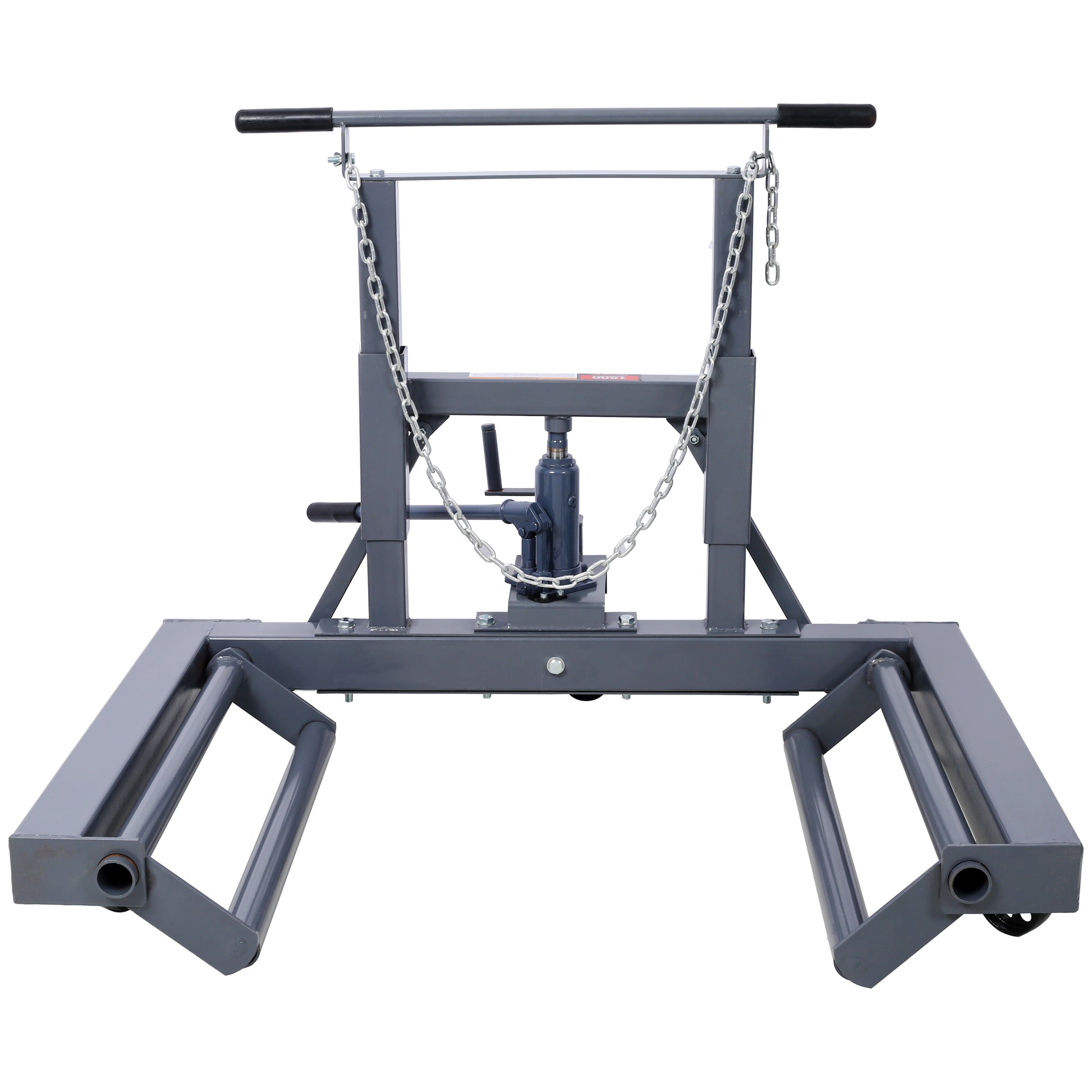 Heavyduty grey steel engine hoist with hydraulic jack for lifting engines