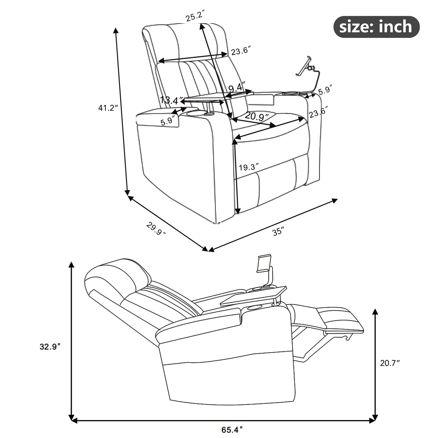 Recliner dimensions height  inches width  inches depth  inches