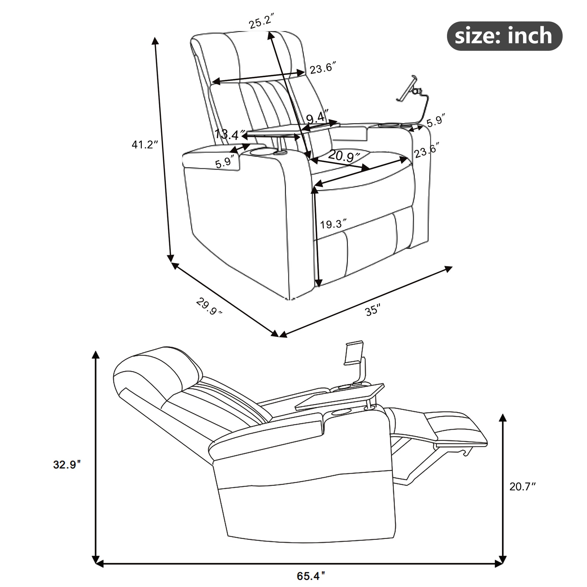 Recliner dimensions height  inches width  inches depth  inches